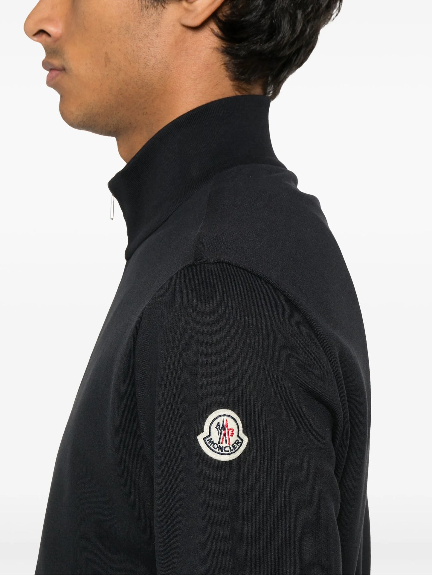 tricolour-trim cotton sweater