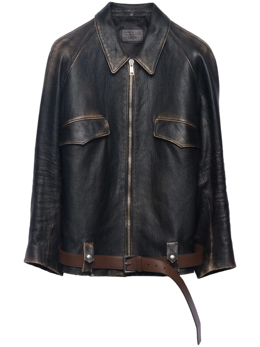 leather blouson jacket