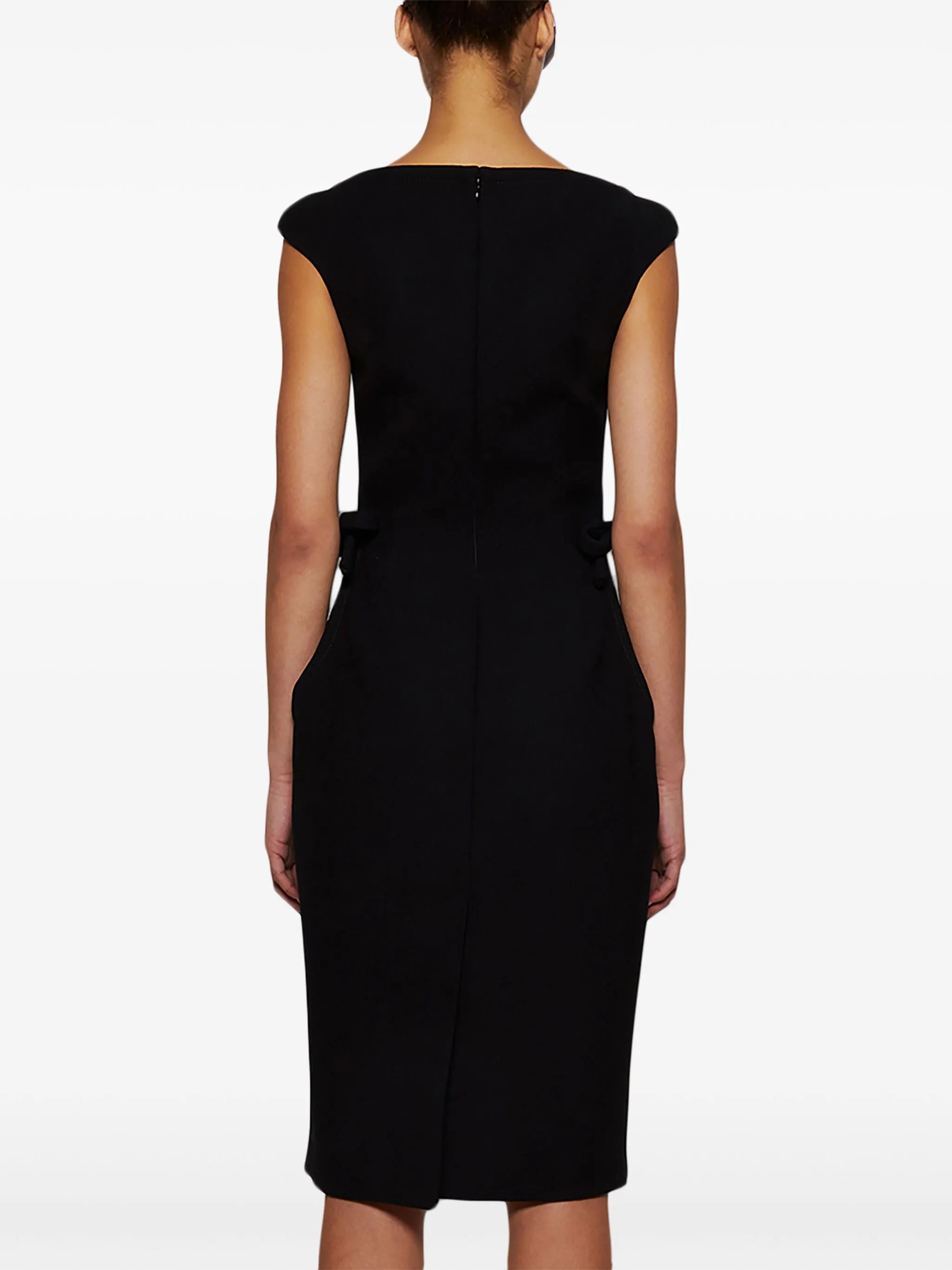 boat-neck wool midi dress