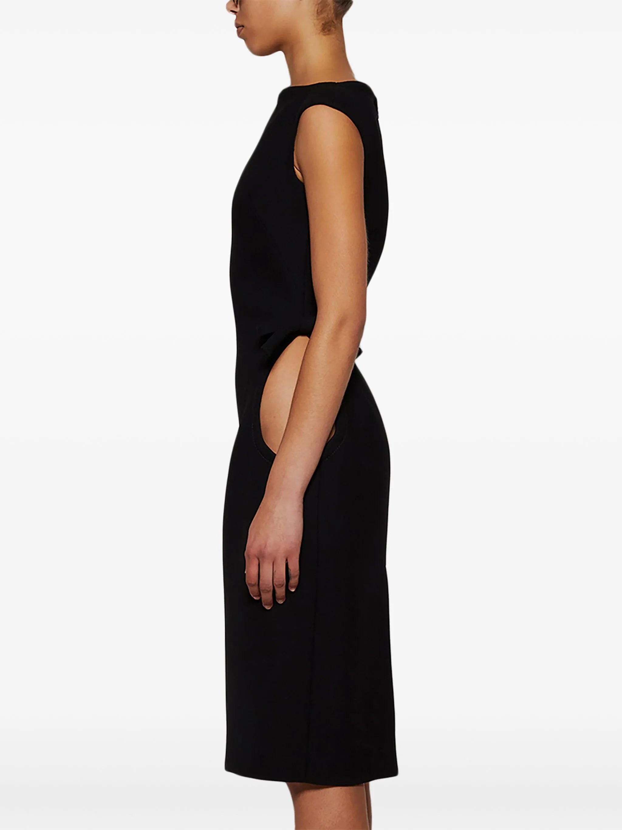 boat-neck wool midi dress