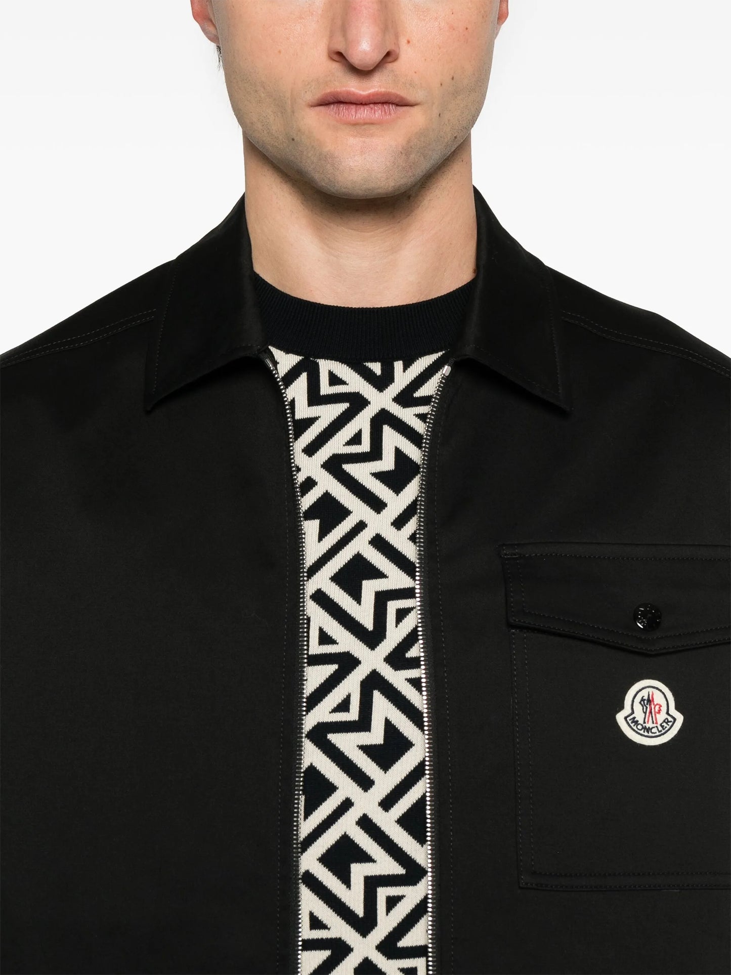 zip-up gabardine shirt jacket