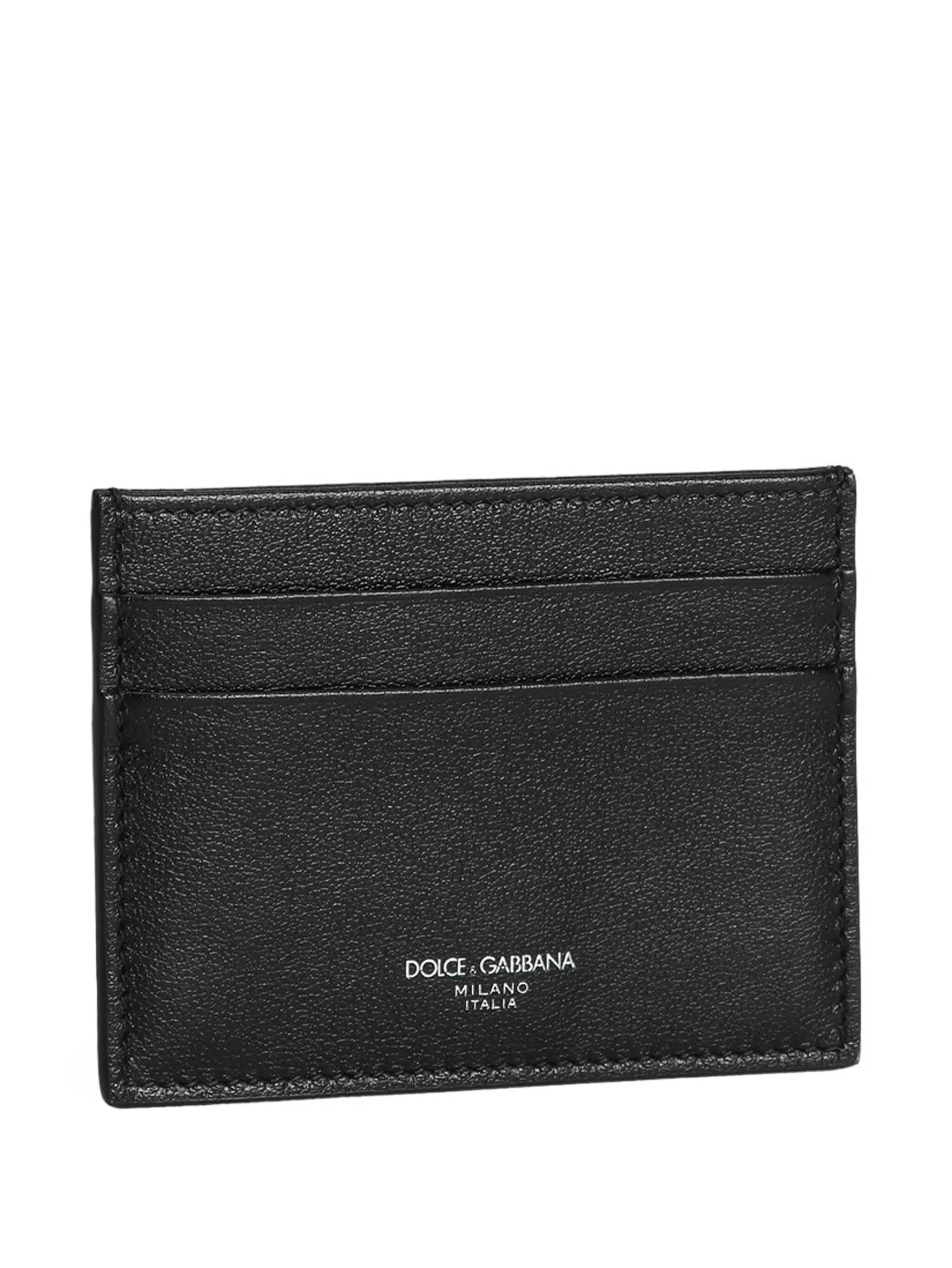 logo-print leather cardholder
