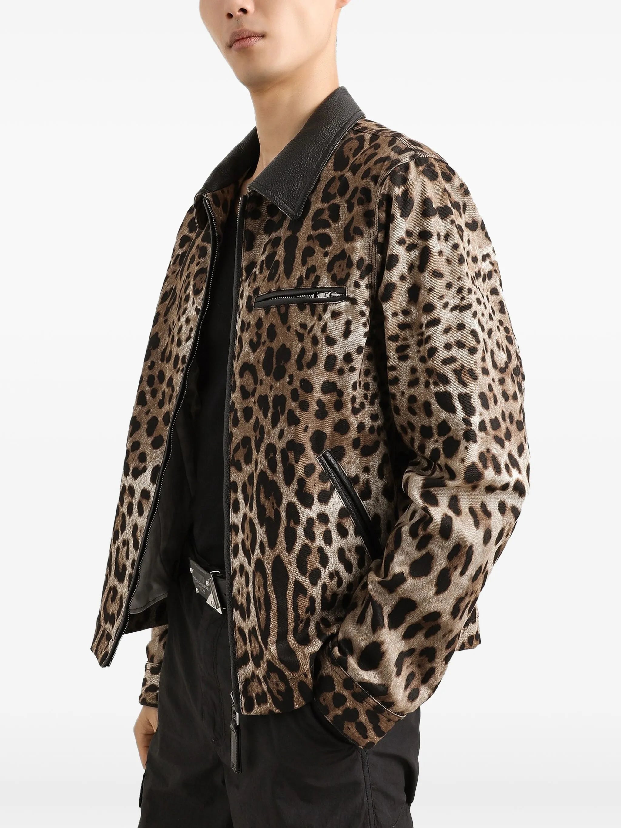leopard-print bomber jacket