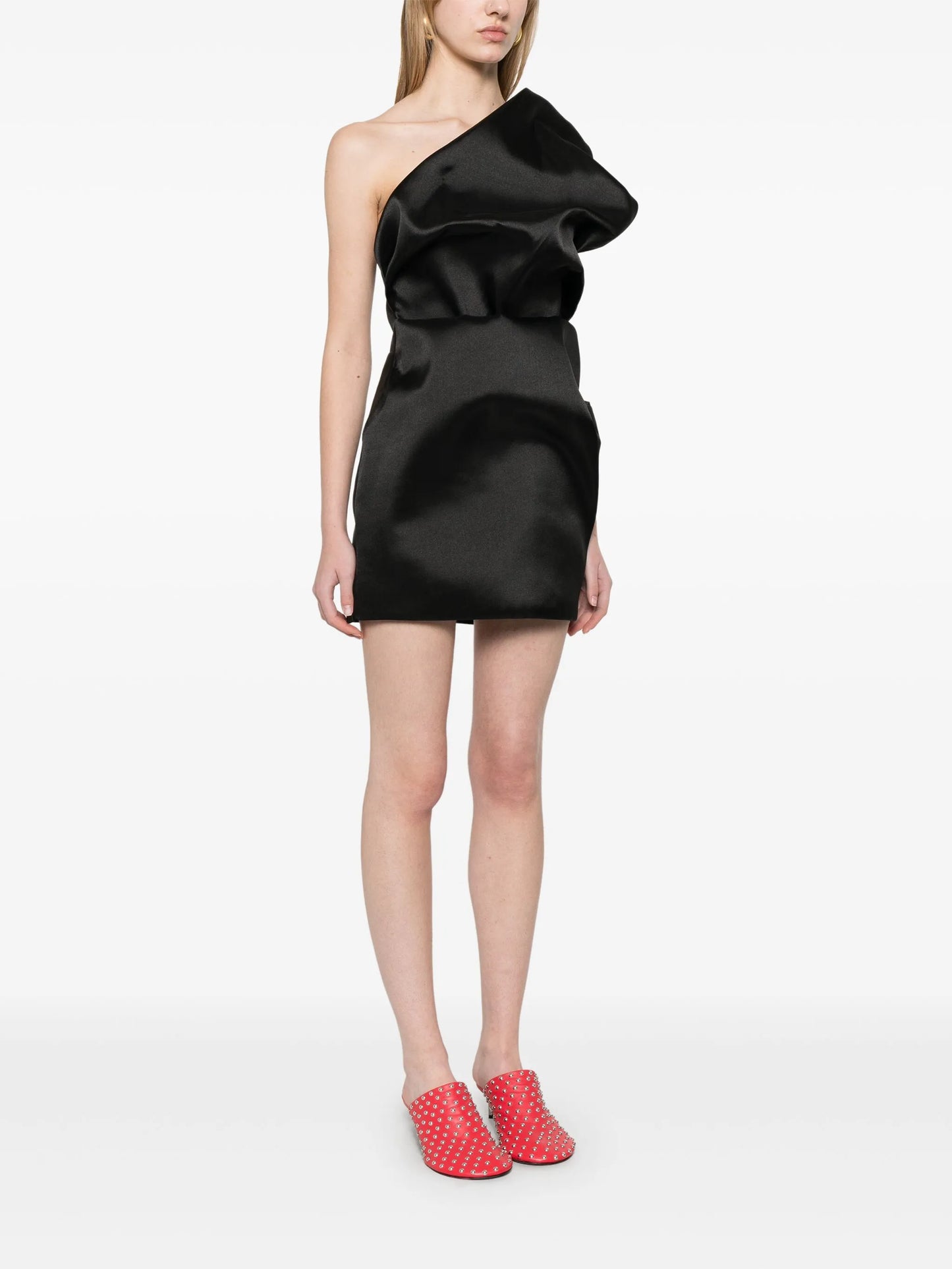 satin draped mini dress