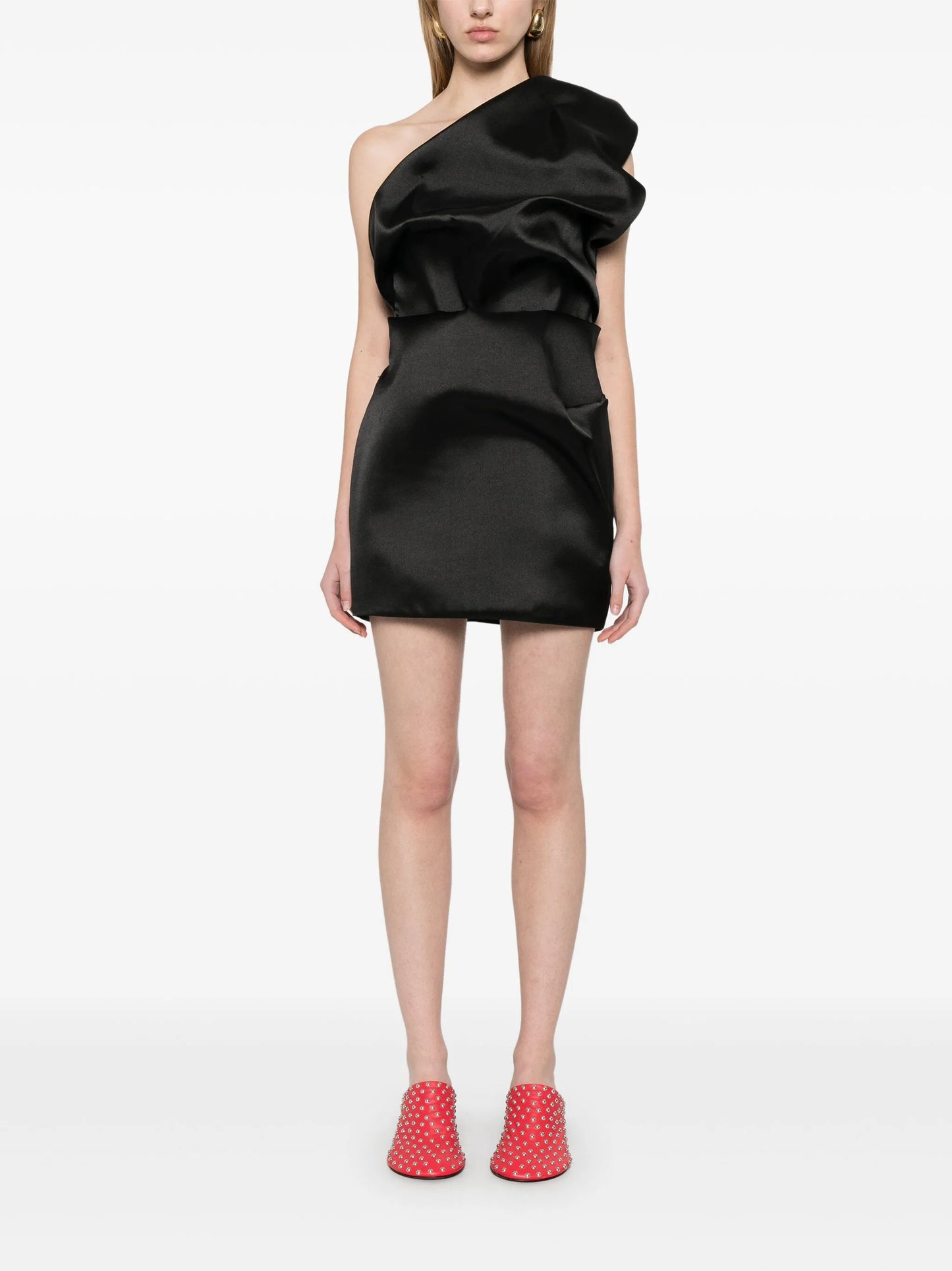 satin draped mini dress