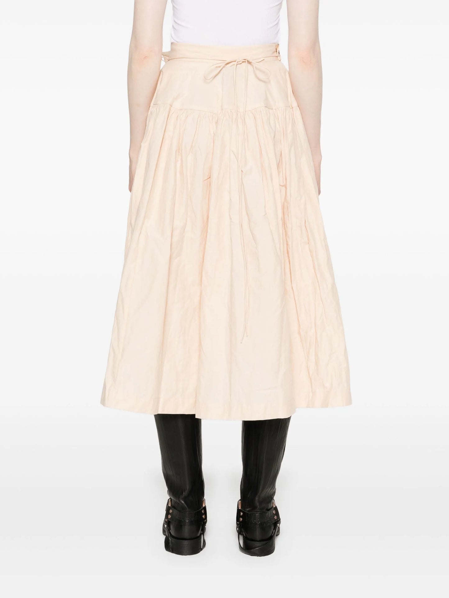 wrinkled midi skirt