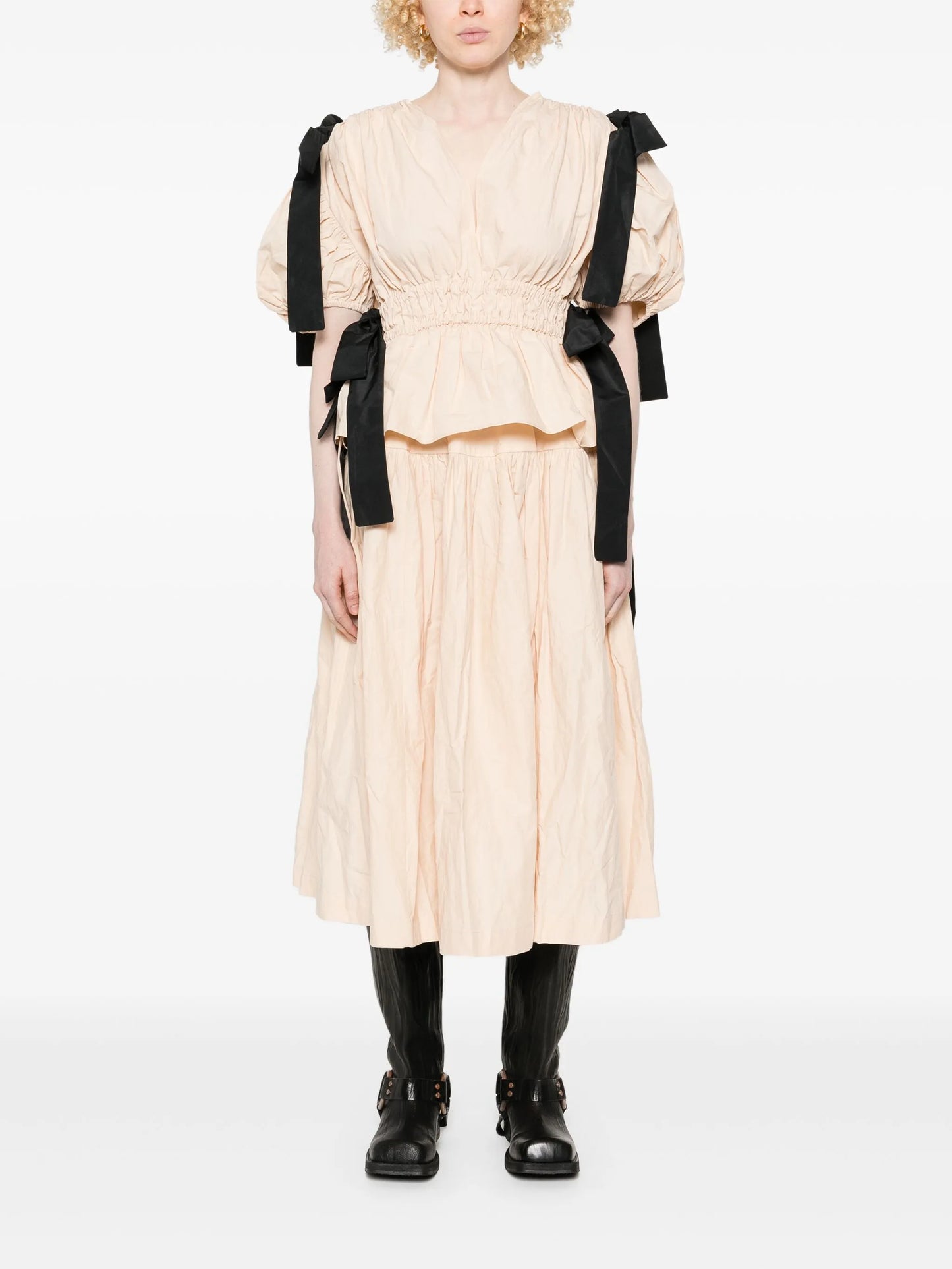 wrinkled midi skirt