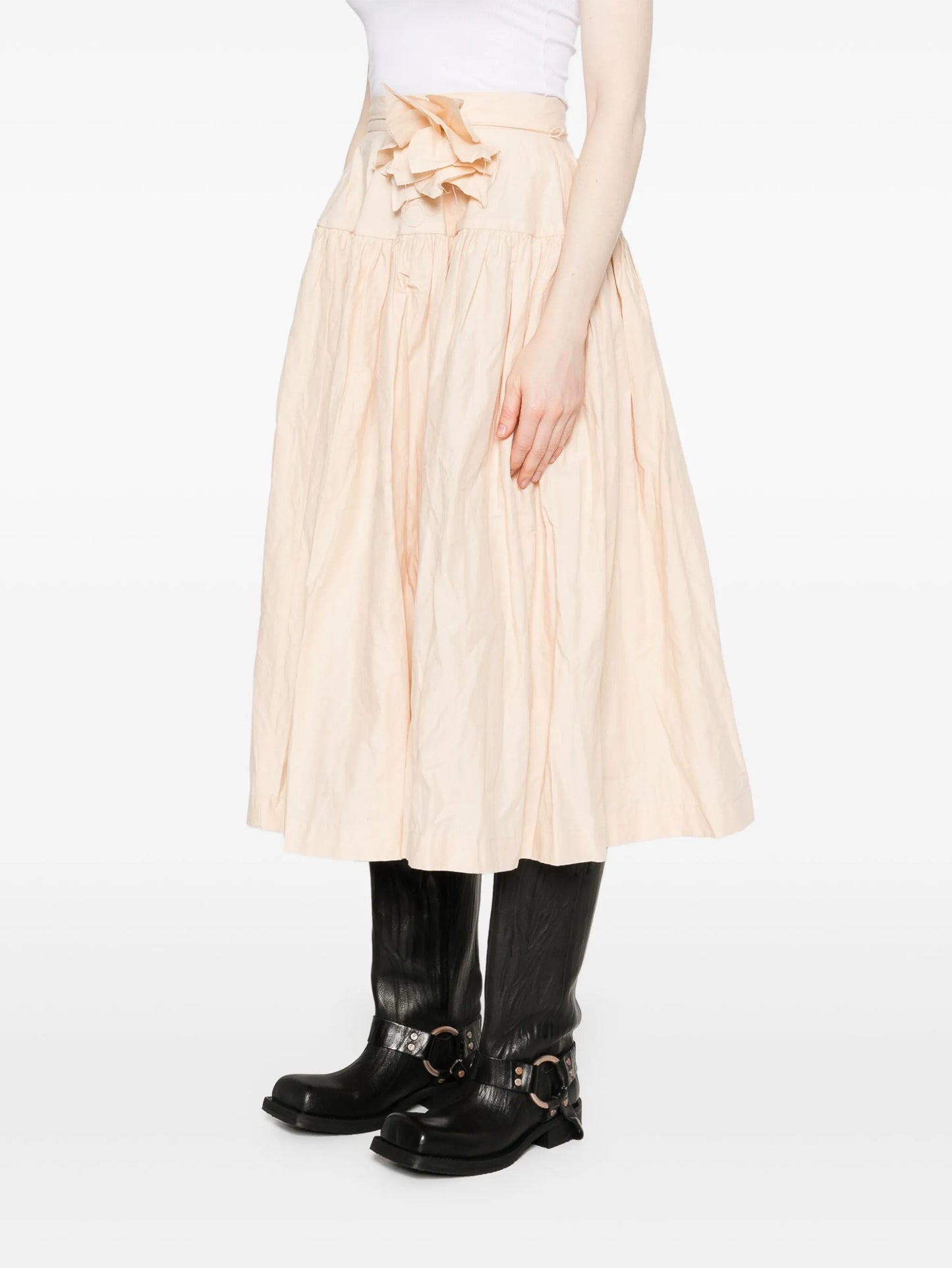 wrinkled midi skirt