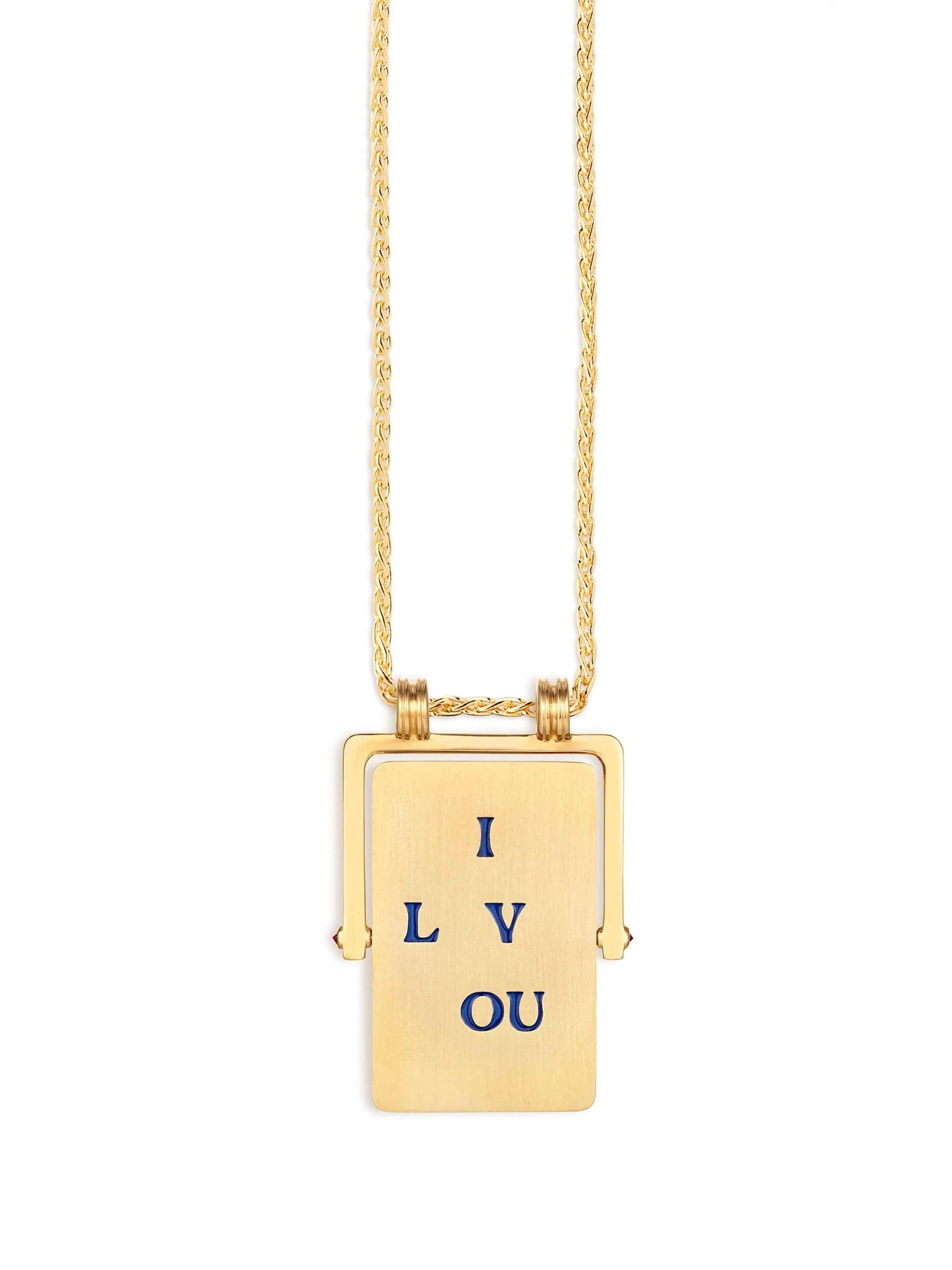 18K yellow gold I Love You Spinner Scapular necklace