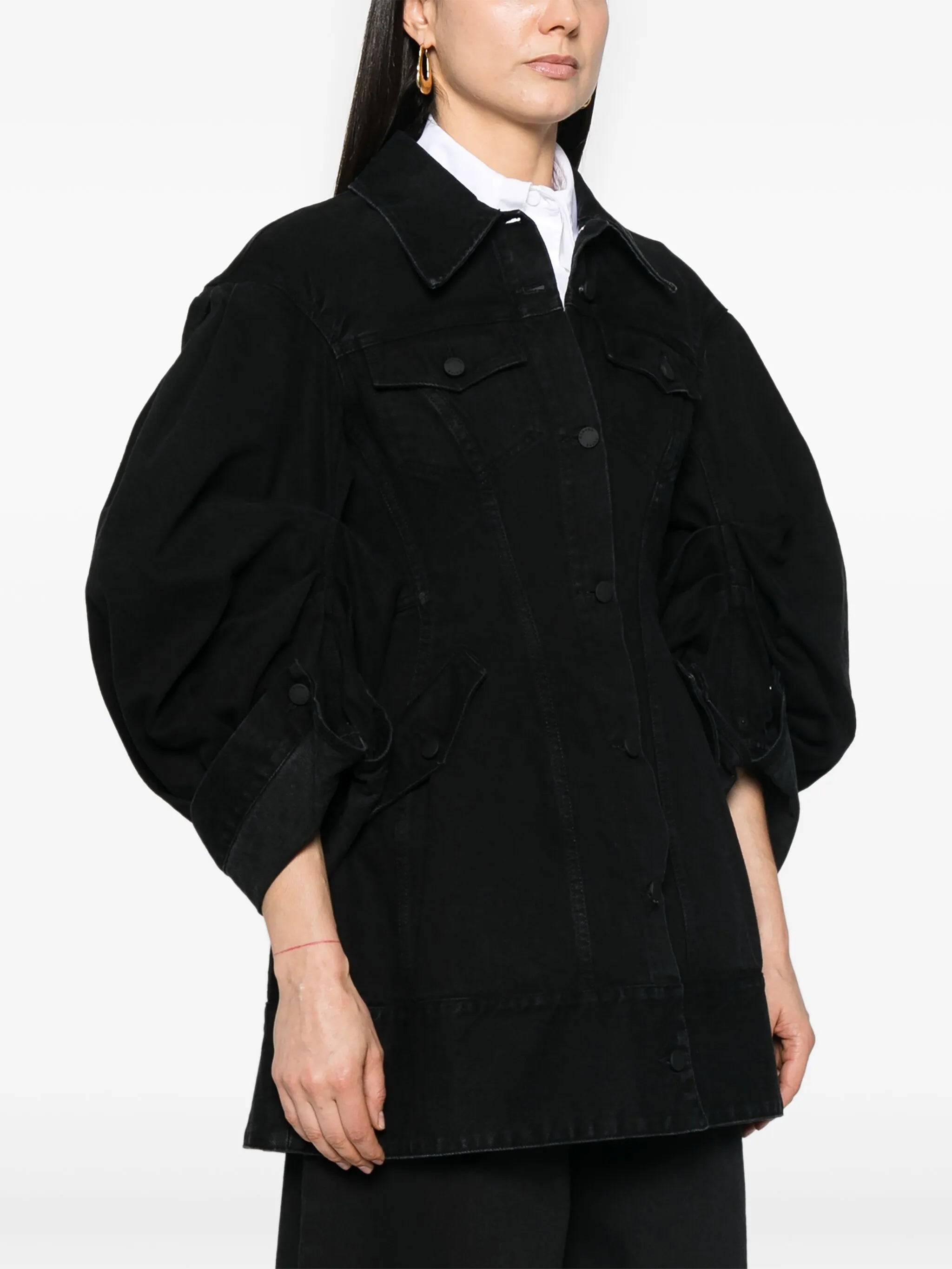 sculpted denim coat