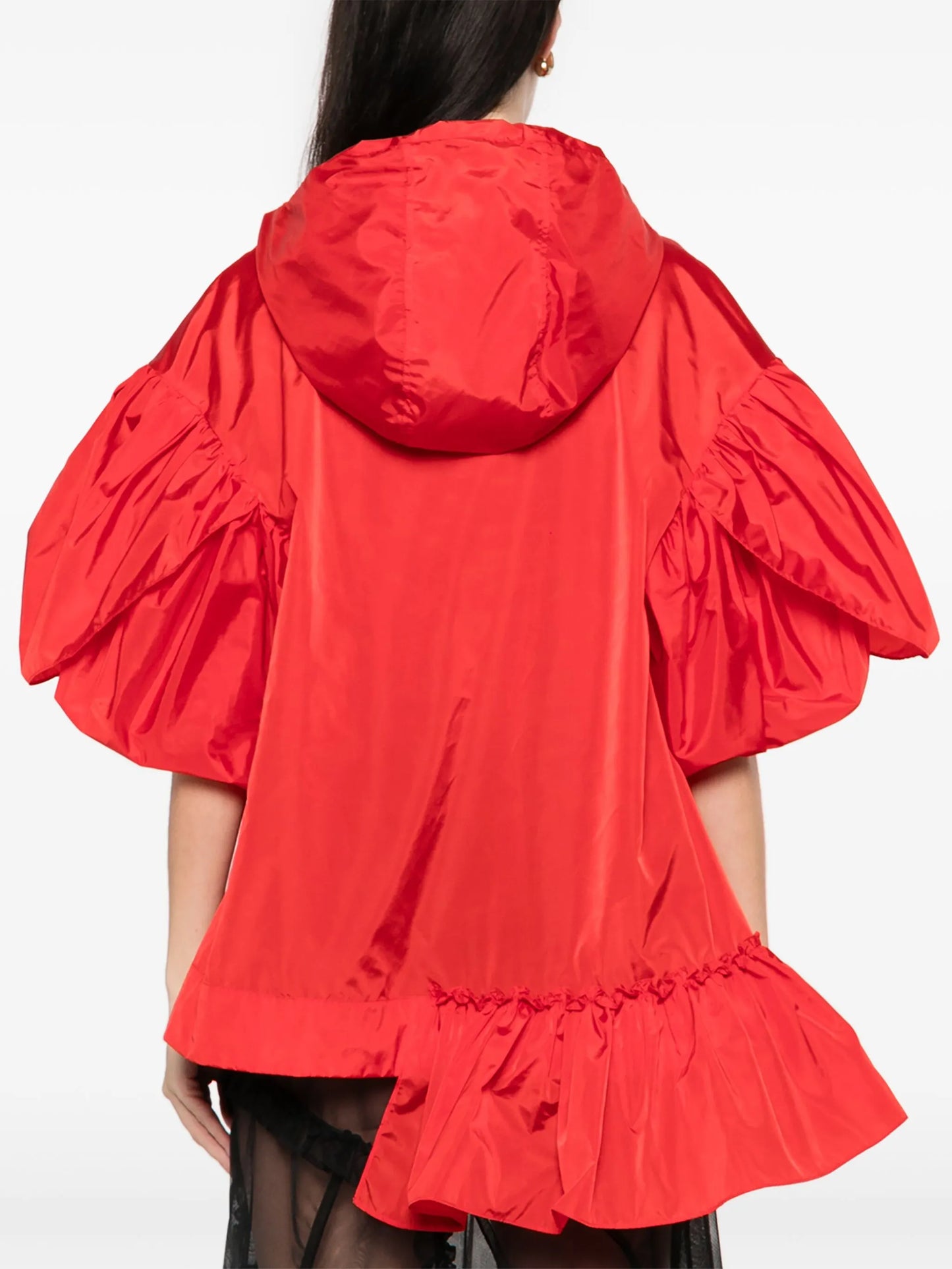 ruffle-detail petal-sleeve hoodie