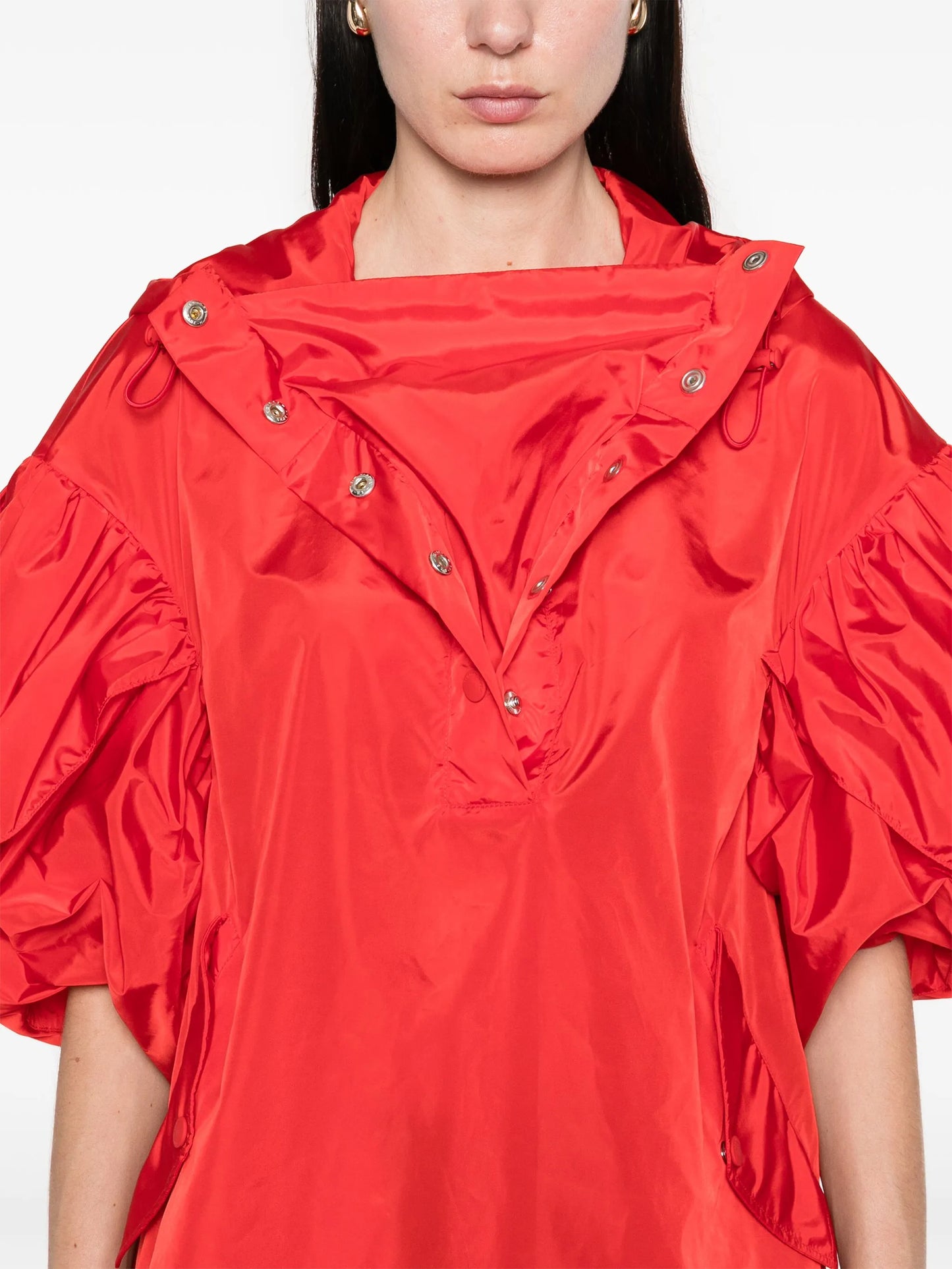 ruffle-detail petal-sleeve hoodie