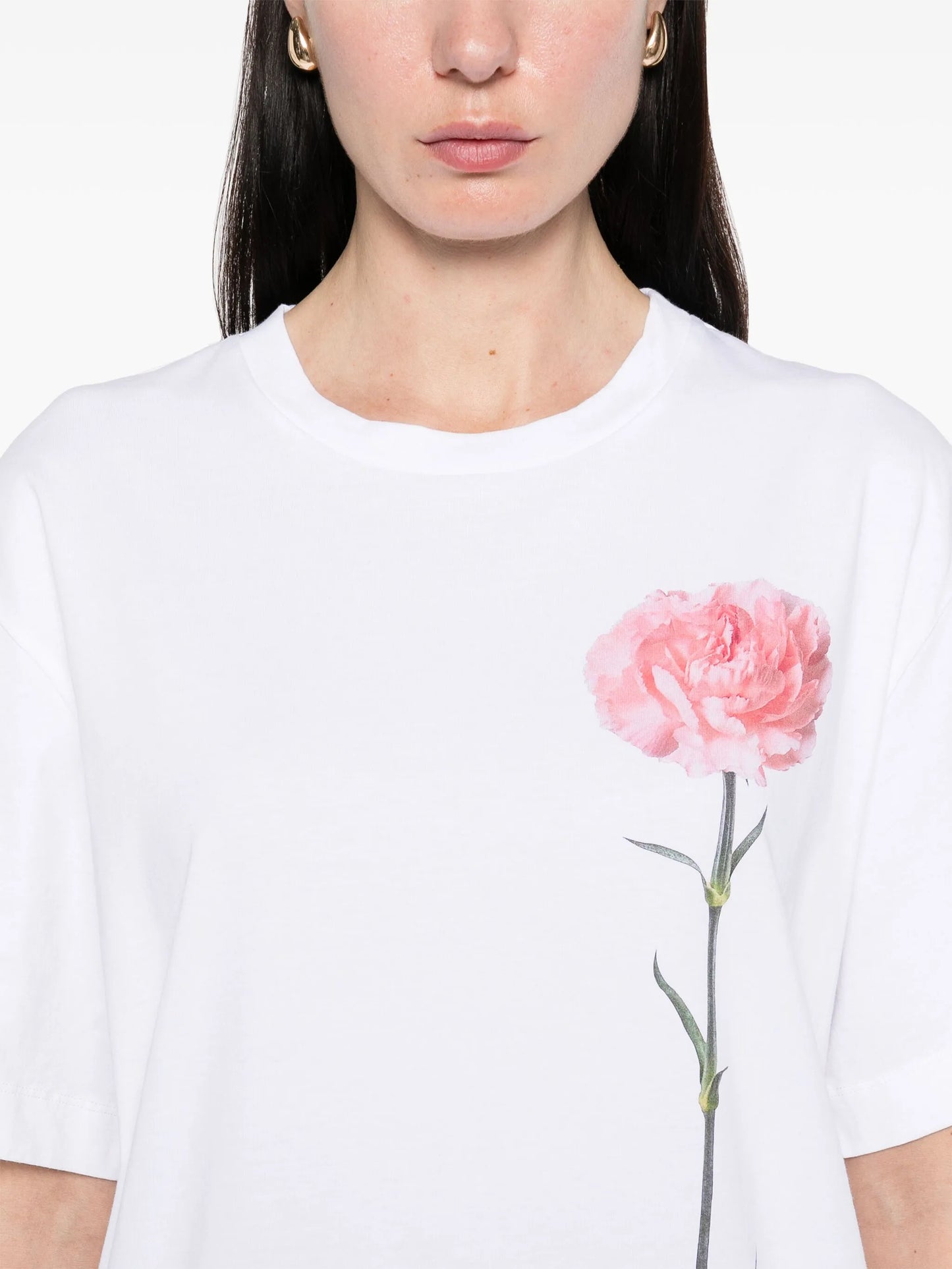 carnation-print T-shirt
