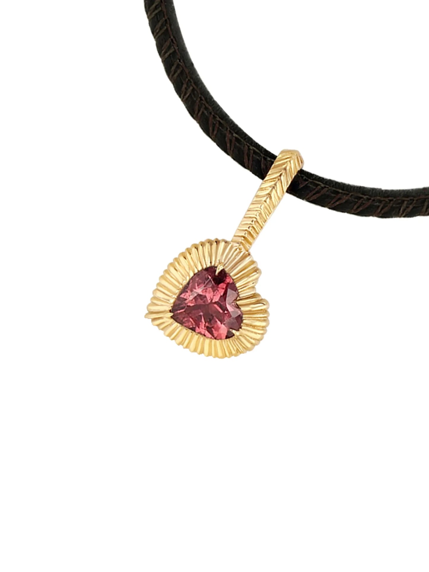 18K yellow gold Heart tourmaline pendant necklace