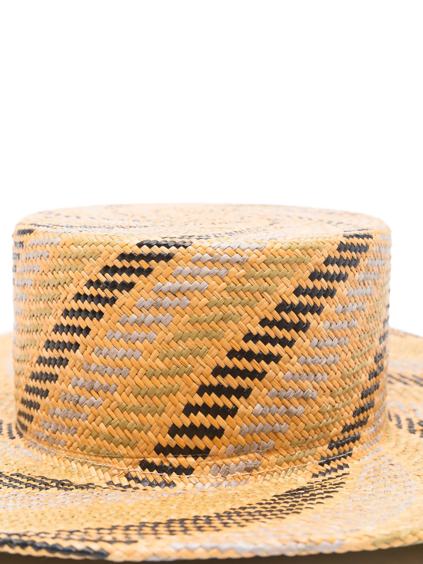 diagonal-stripe canotier hat