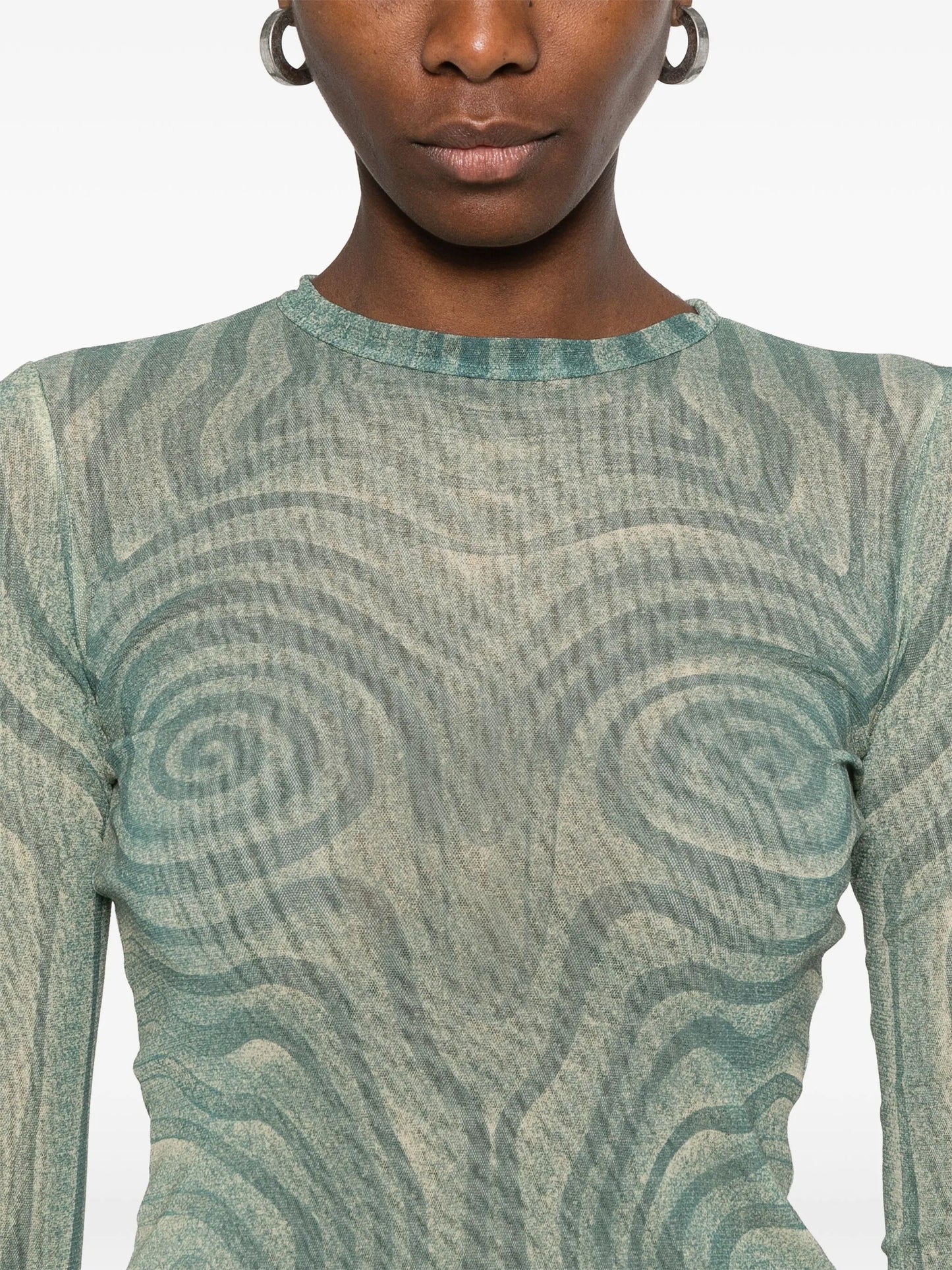 spiral-print mesh top
