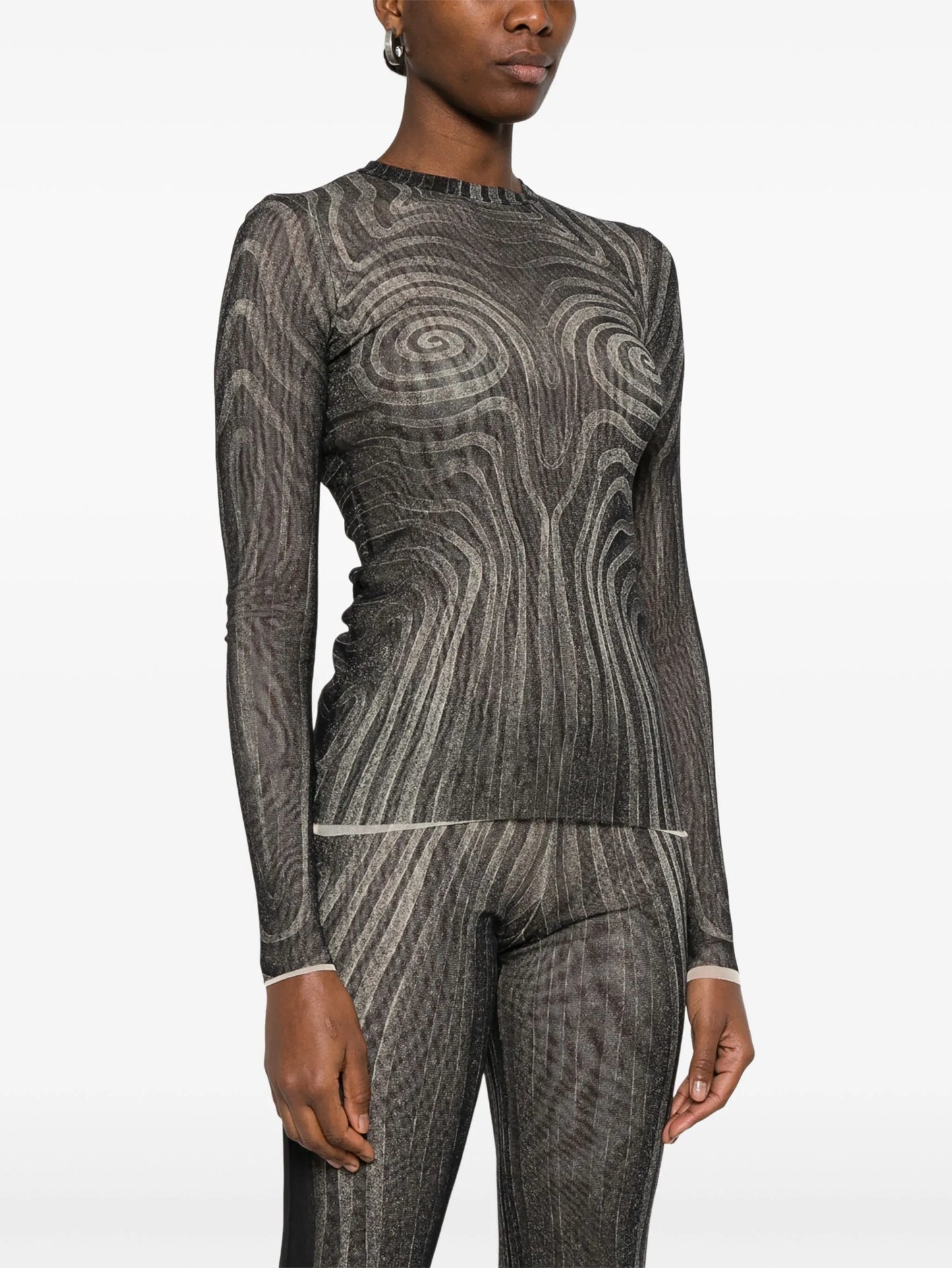 spiral-print mesh top