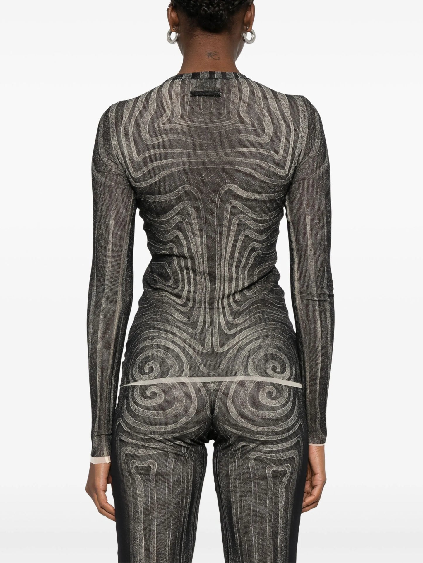 spiral-print mesh top