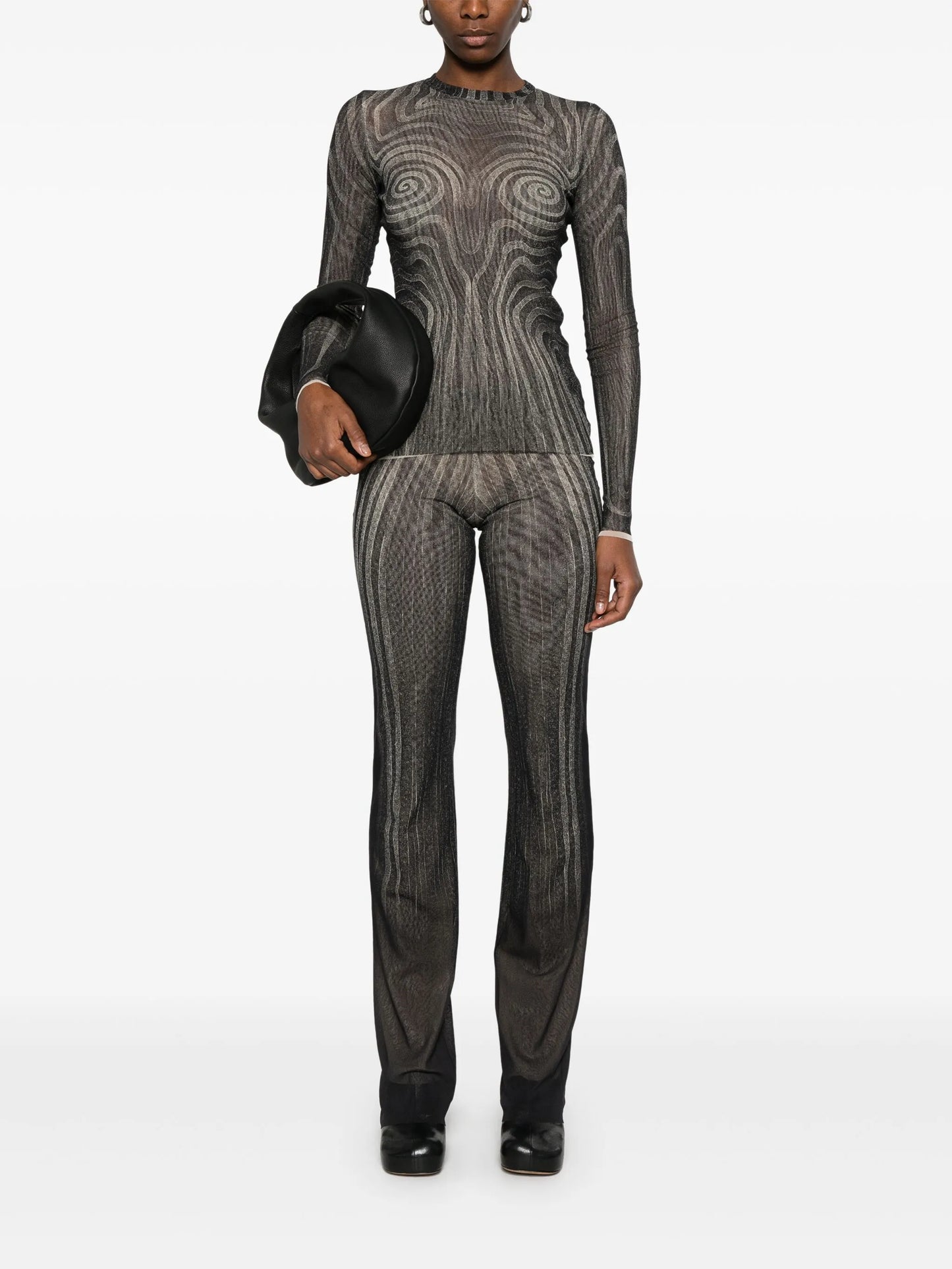 spiral-print mesh top