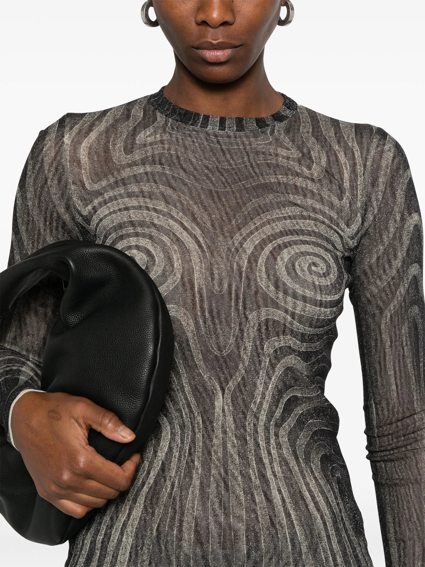spiral-print mesh top