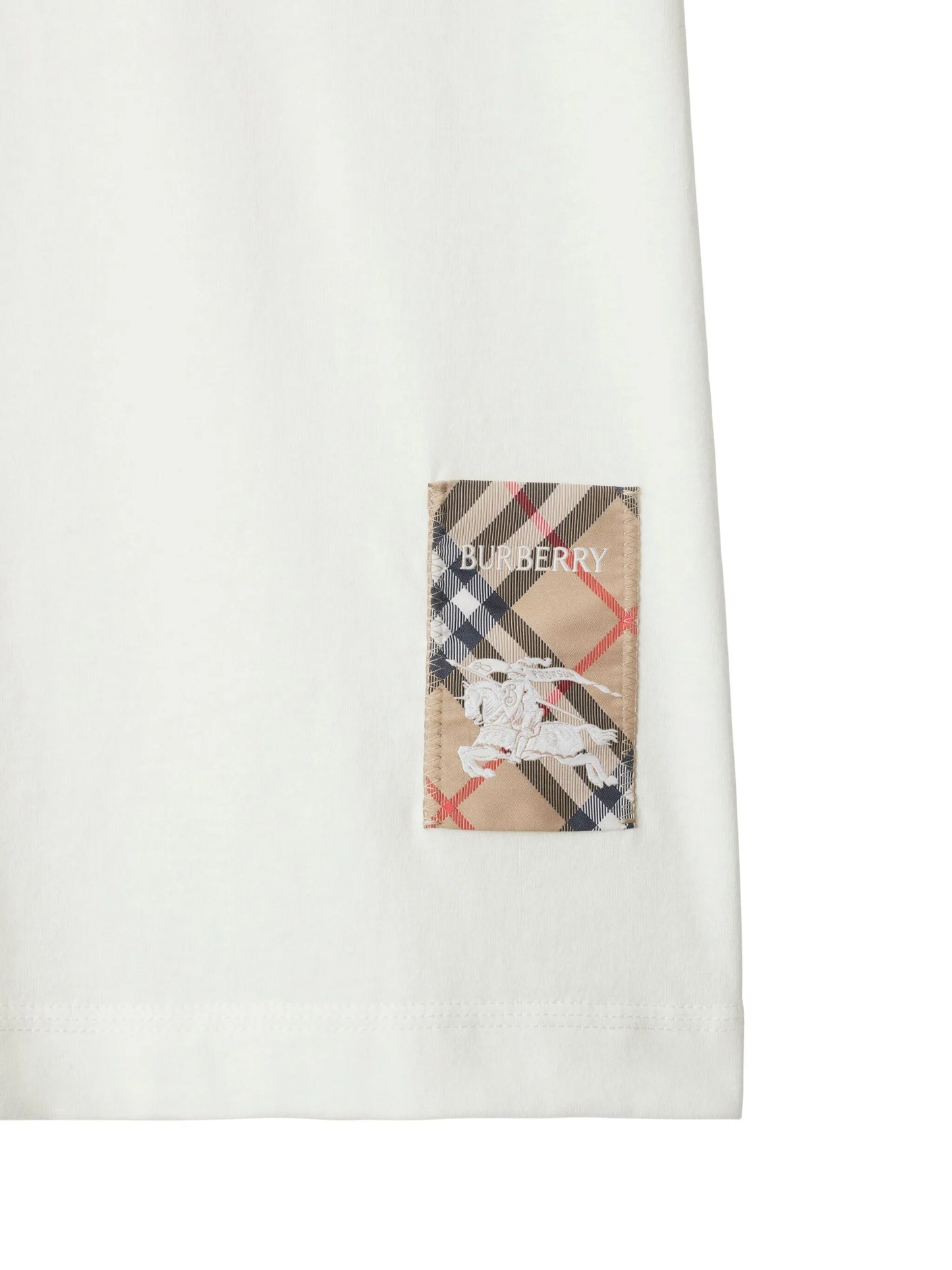 Check-patch cotton T-shirt