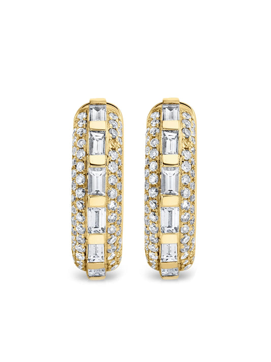 18K yellow gold diamond huggie earrings