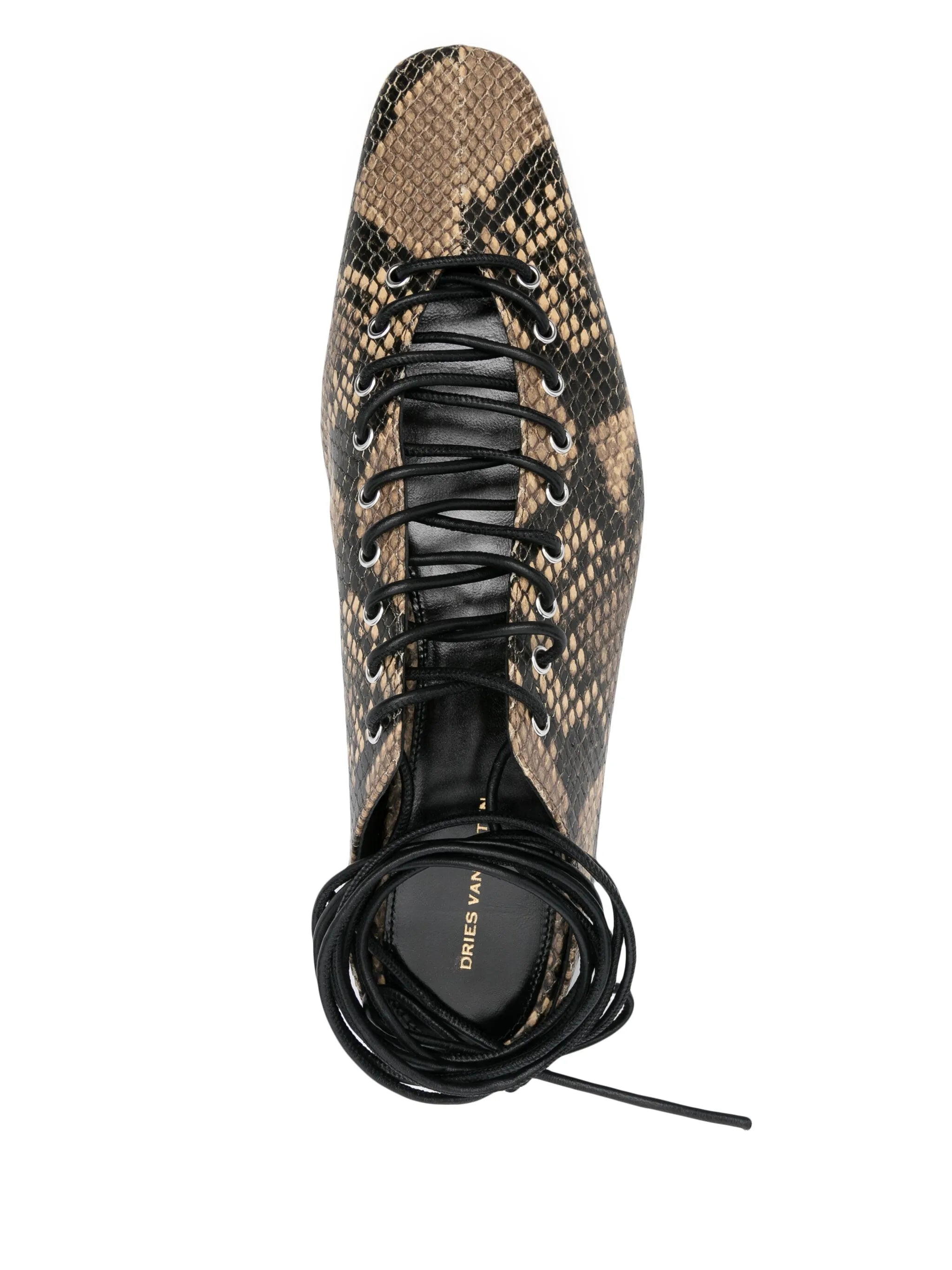 snakeskin-printed mules