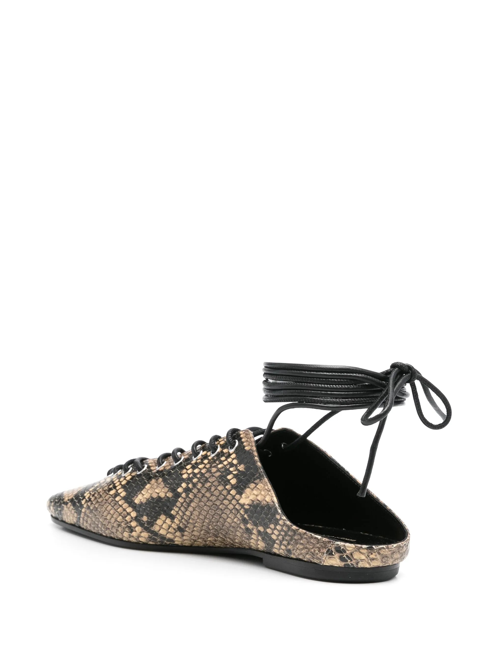 snakeskin-printed mules