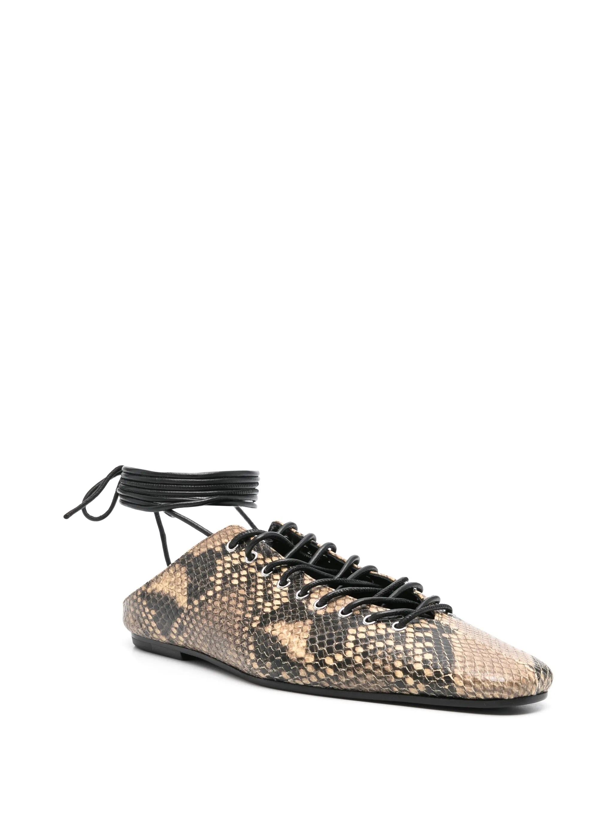 snakeskin-printed mules