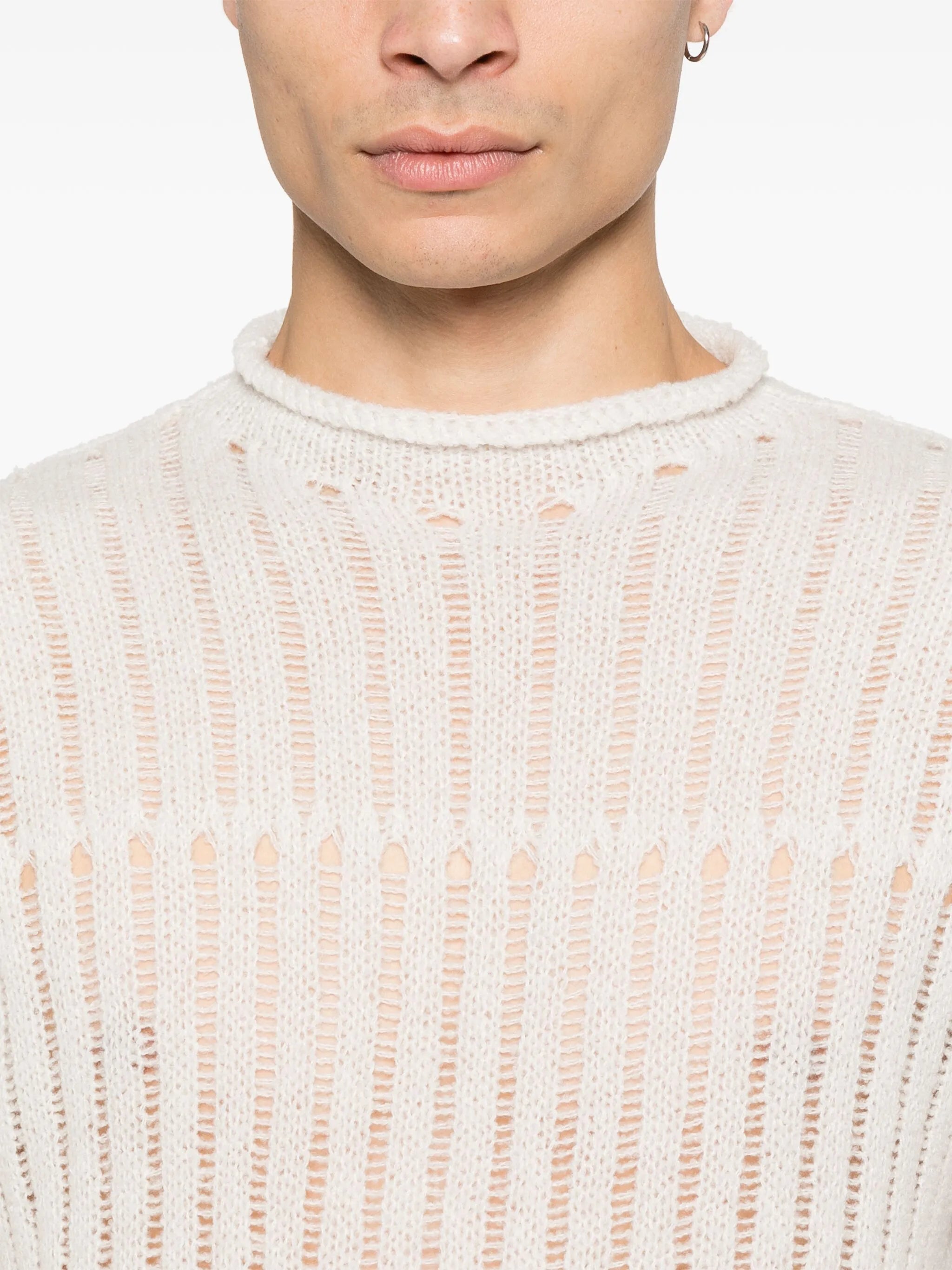 pointelle-knit sweater