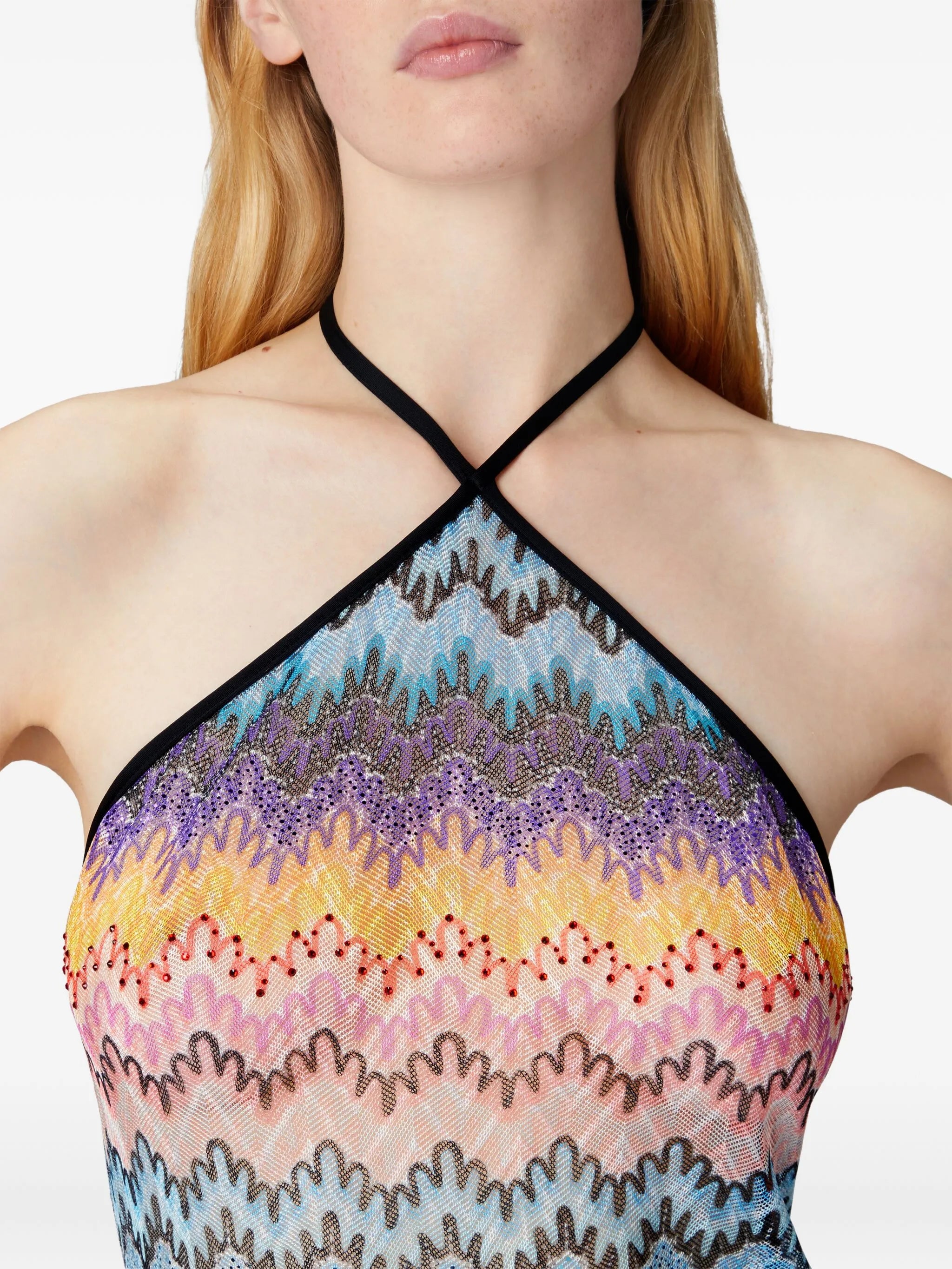 zigzag-pattern mini dress