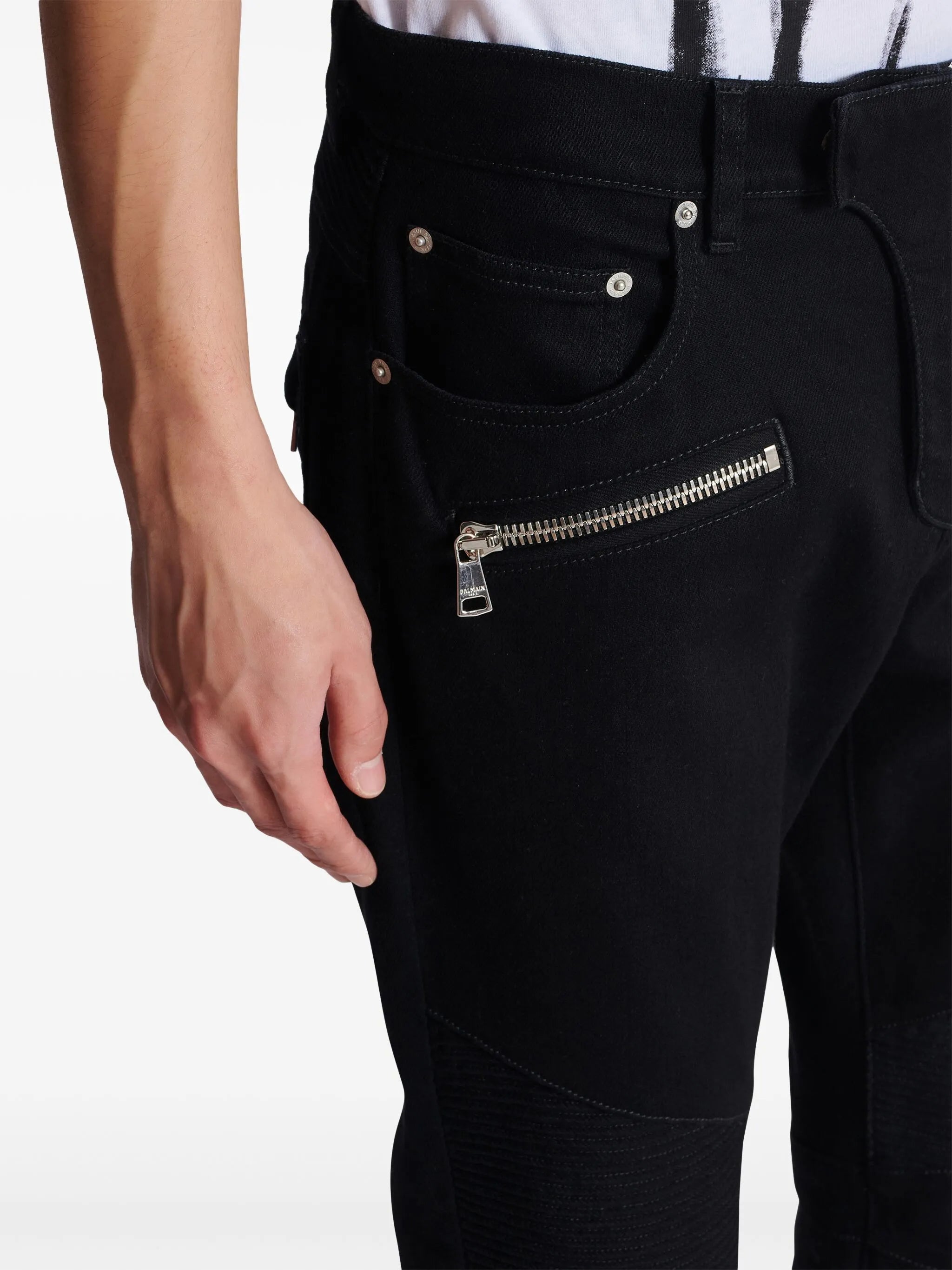 slim-fit biker jeans
