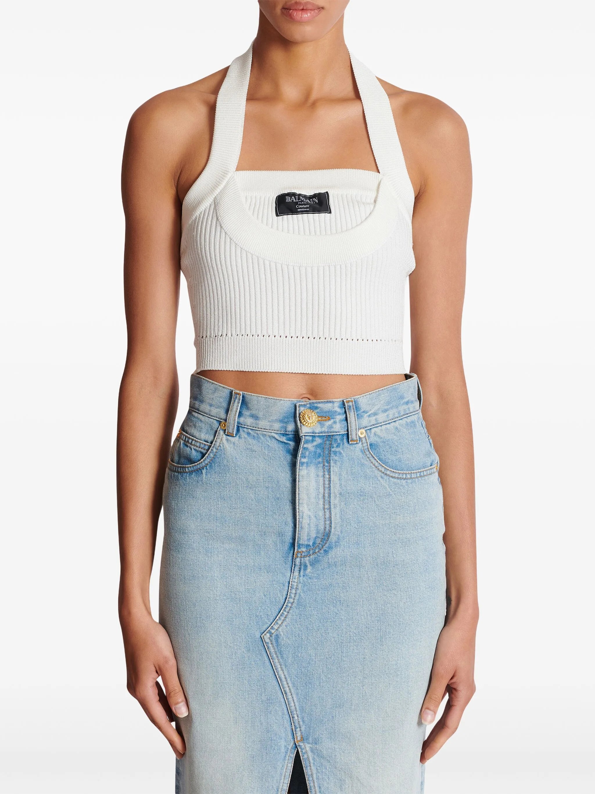 ribbed halterneck top