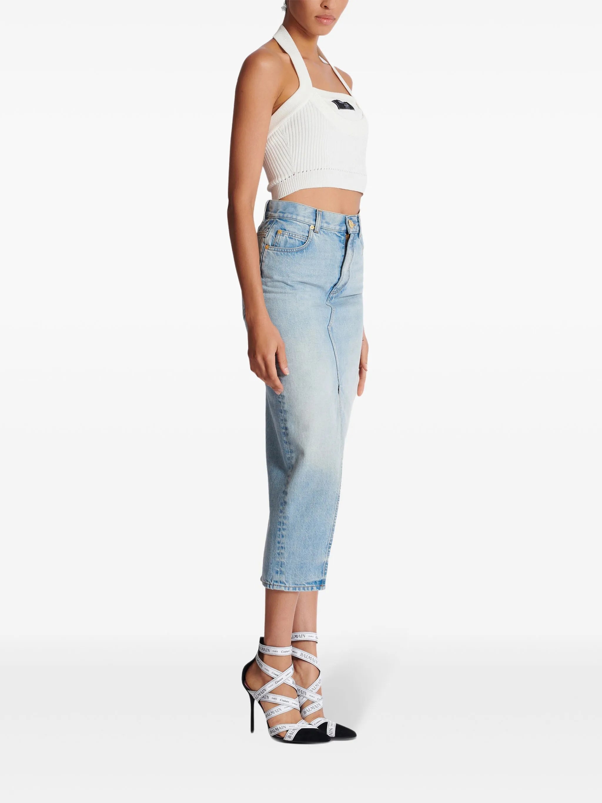 ribbed halterneck top