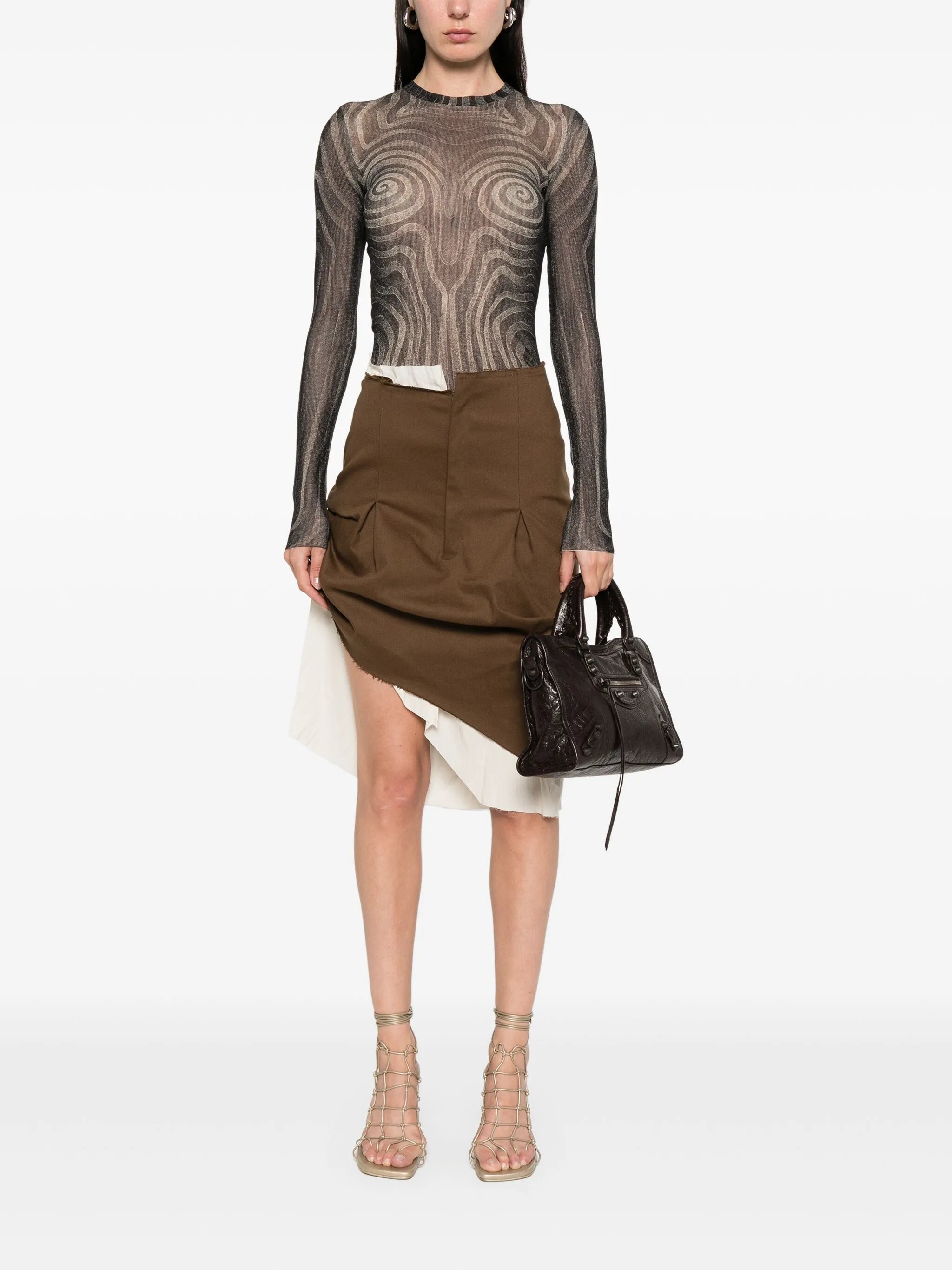 asymmetric tailored mini skirt