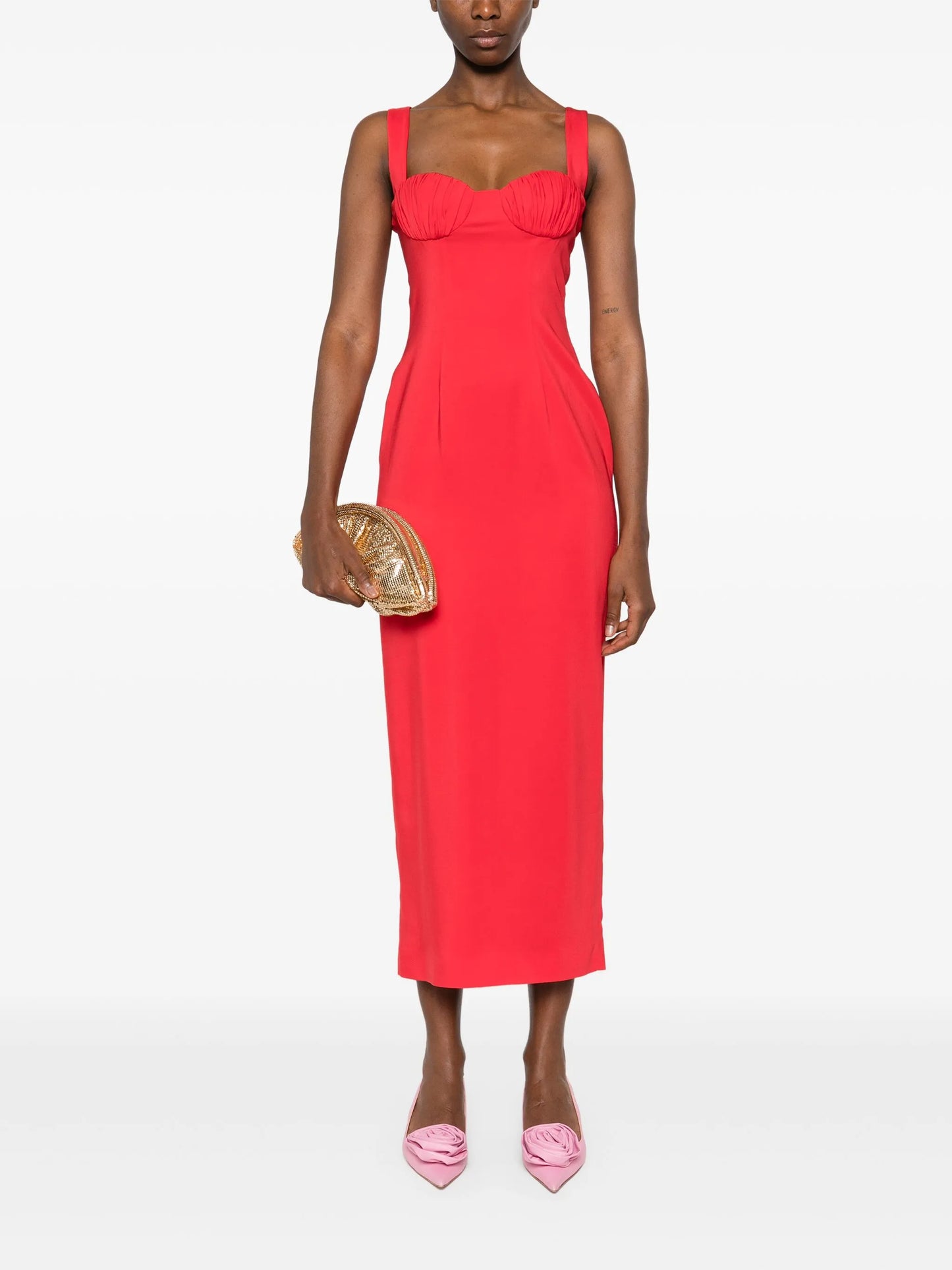 gathered-detail maxi dress