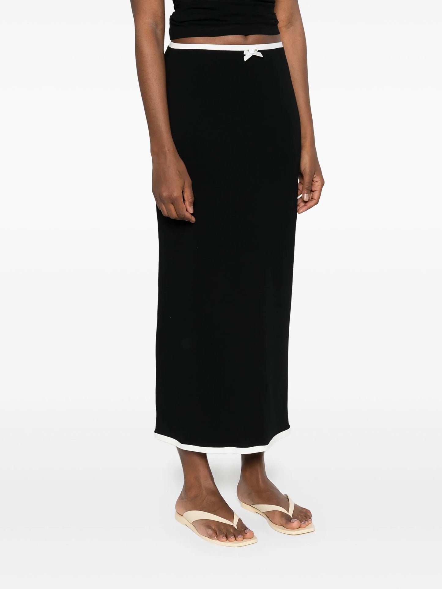 floral-appliqué maxi skirt