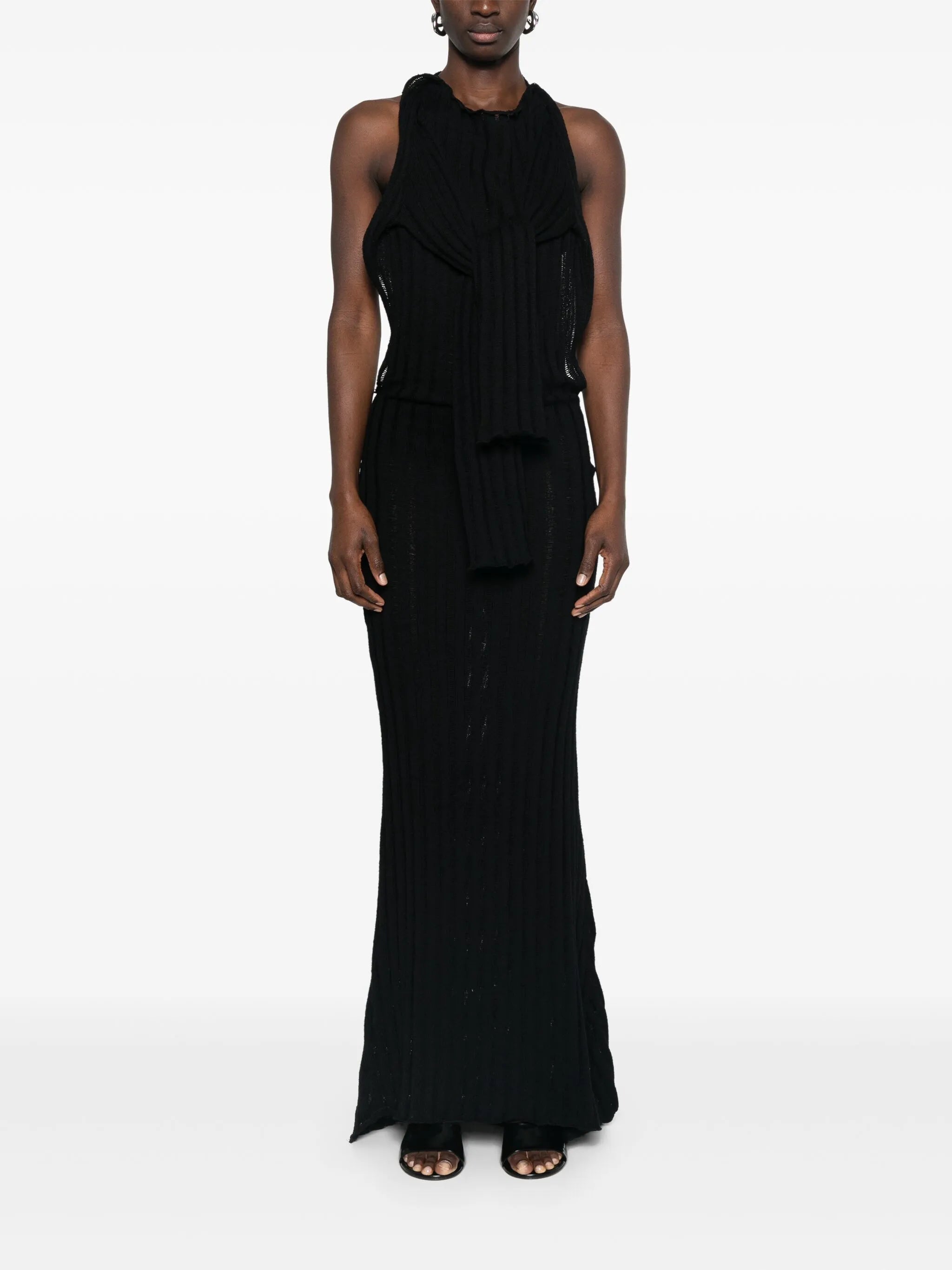 open-back knitted maxi dress