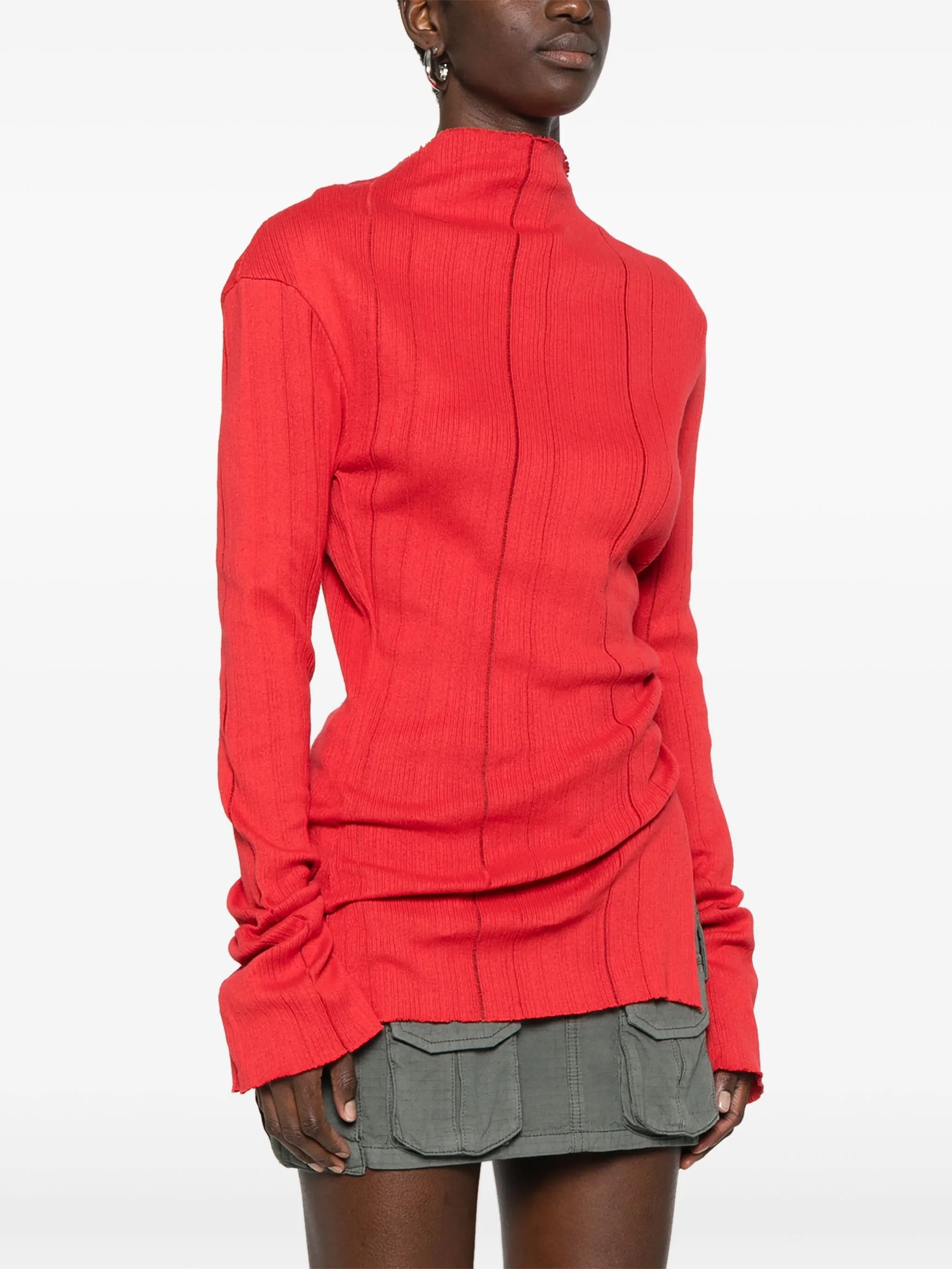 slit-detail knitted top