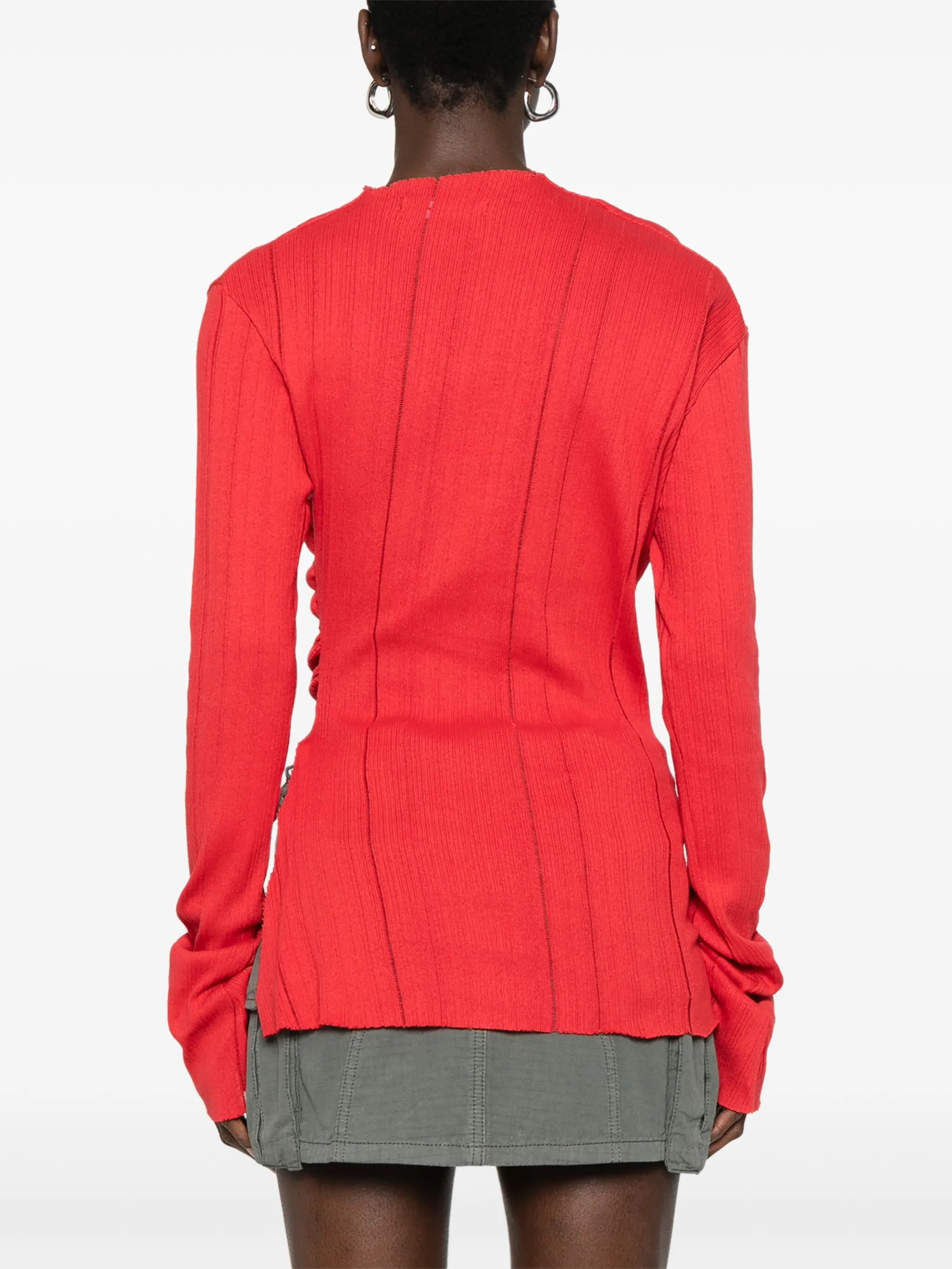 slit-detail knitted top
