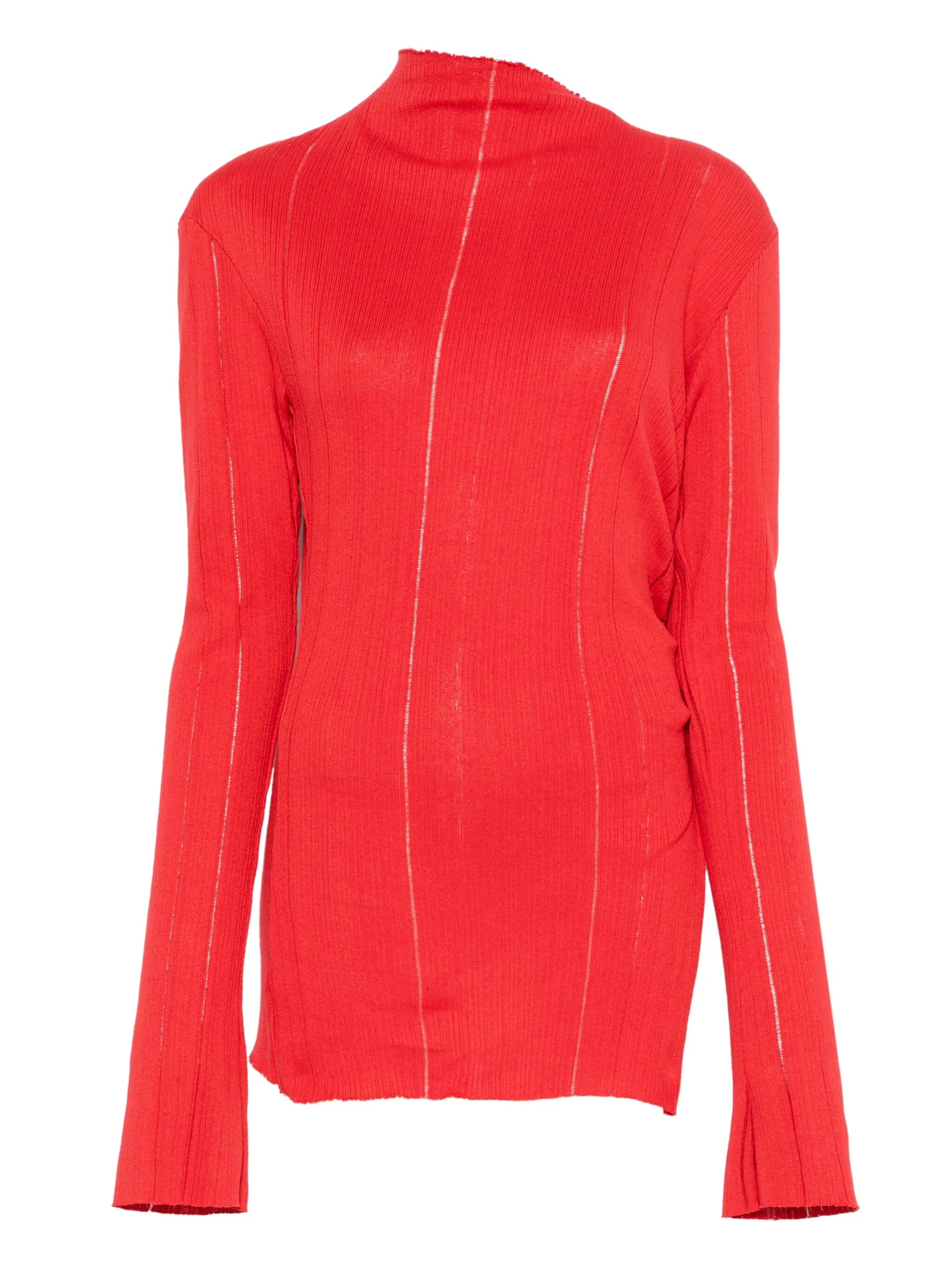 slit-detail knitted top