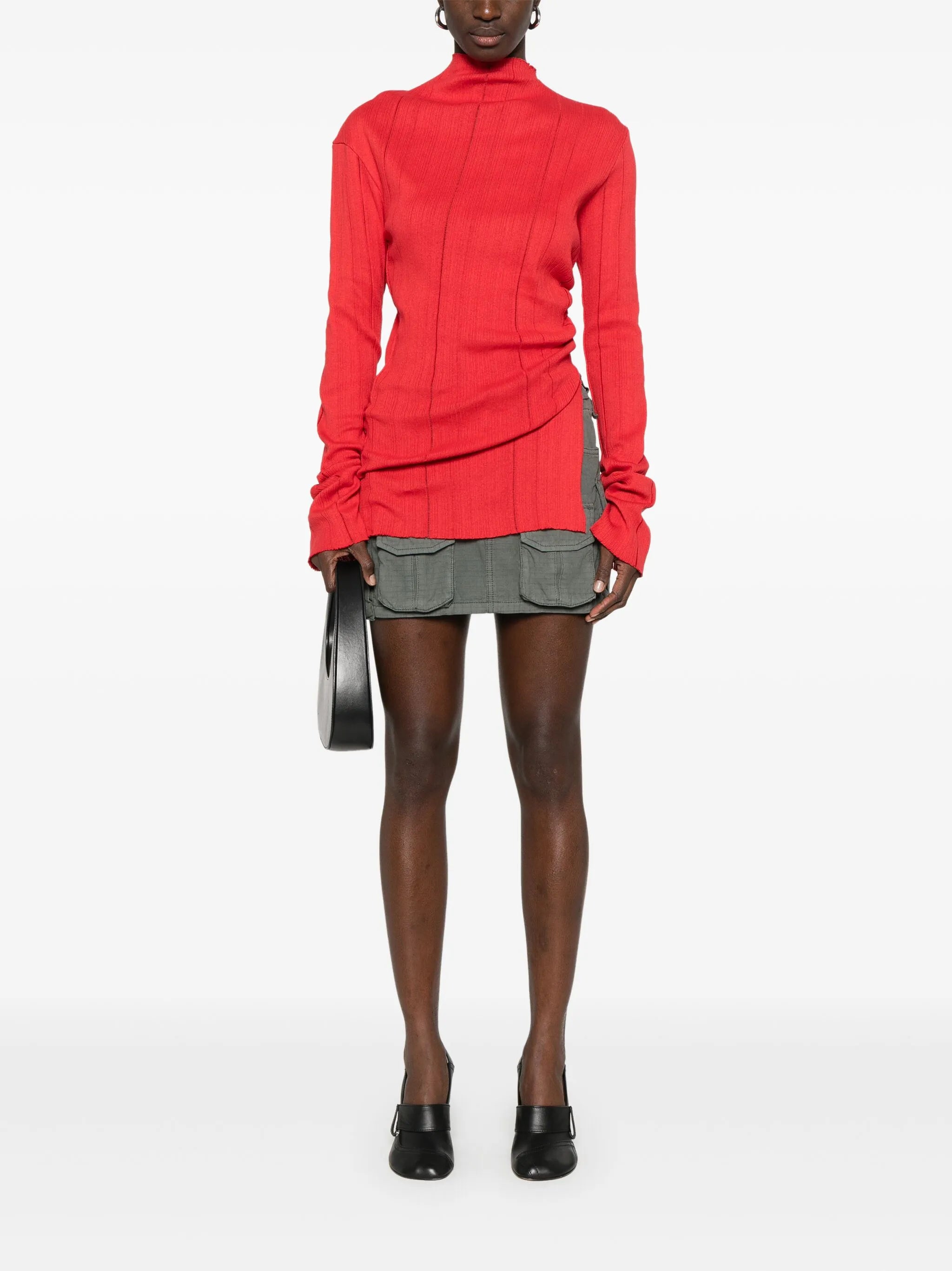 slit-detail knitted top