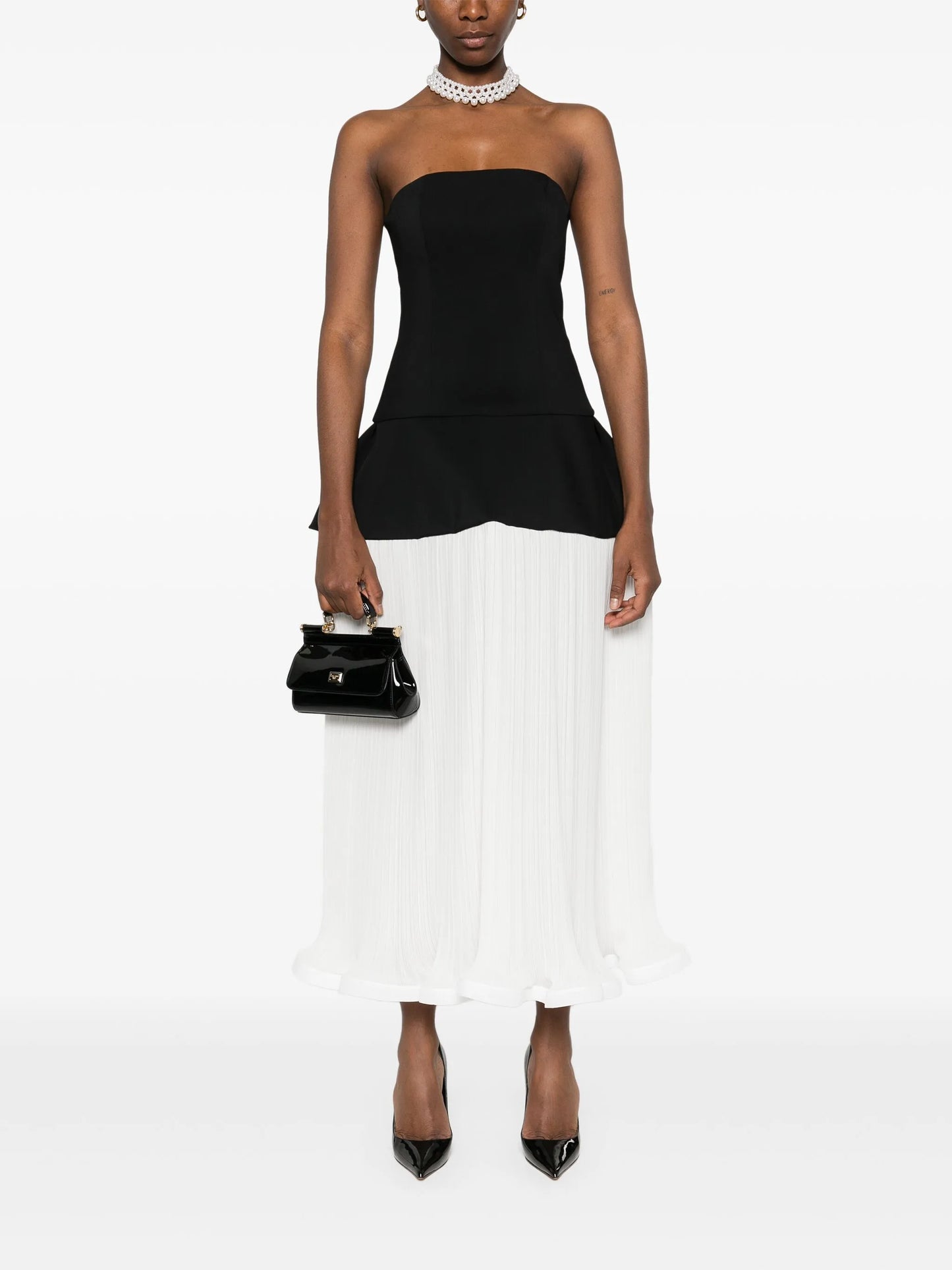 pleated maxi dress