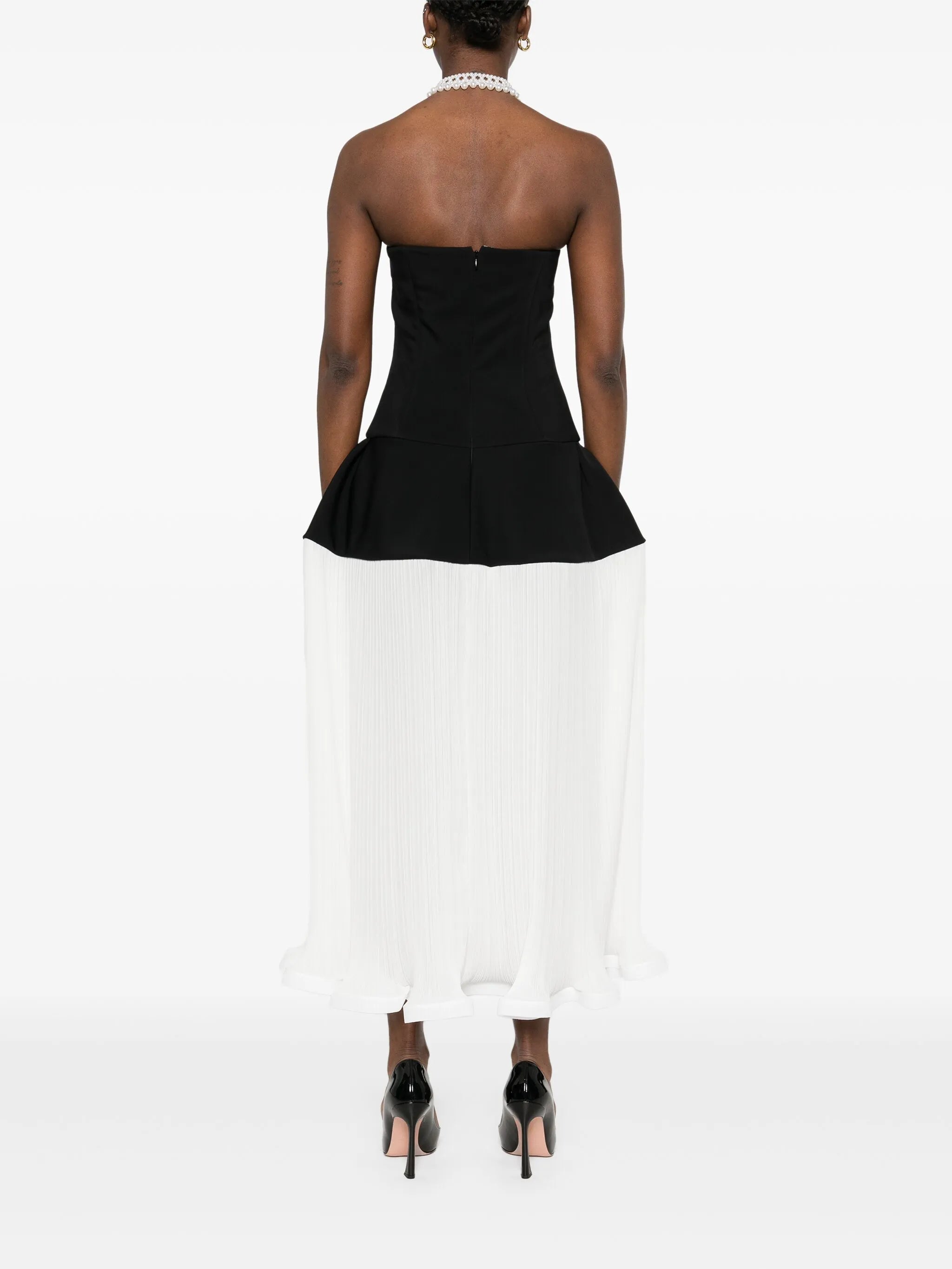 pleated maxi dress