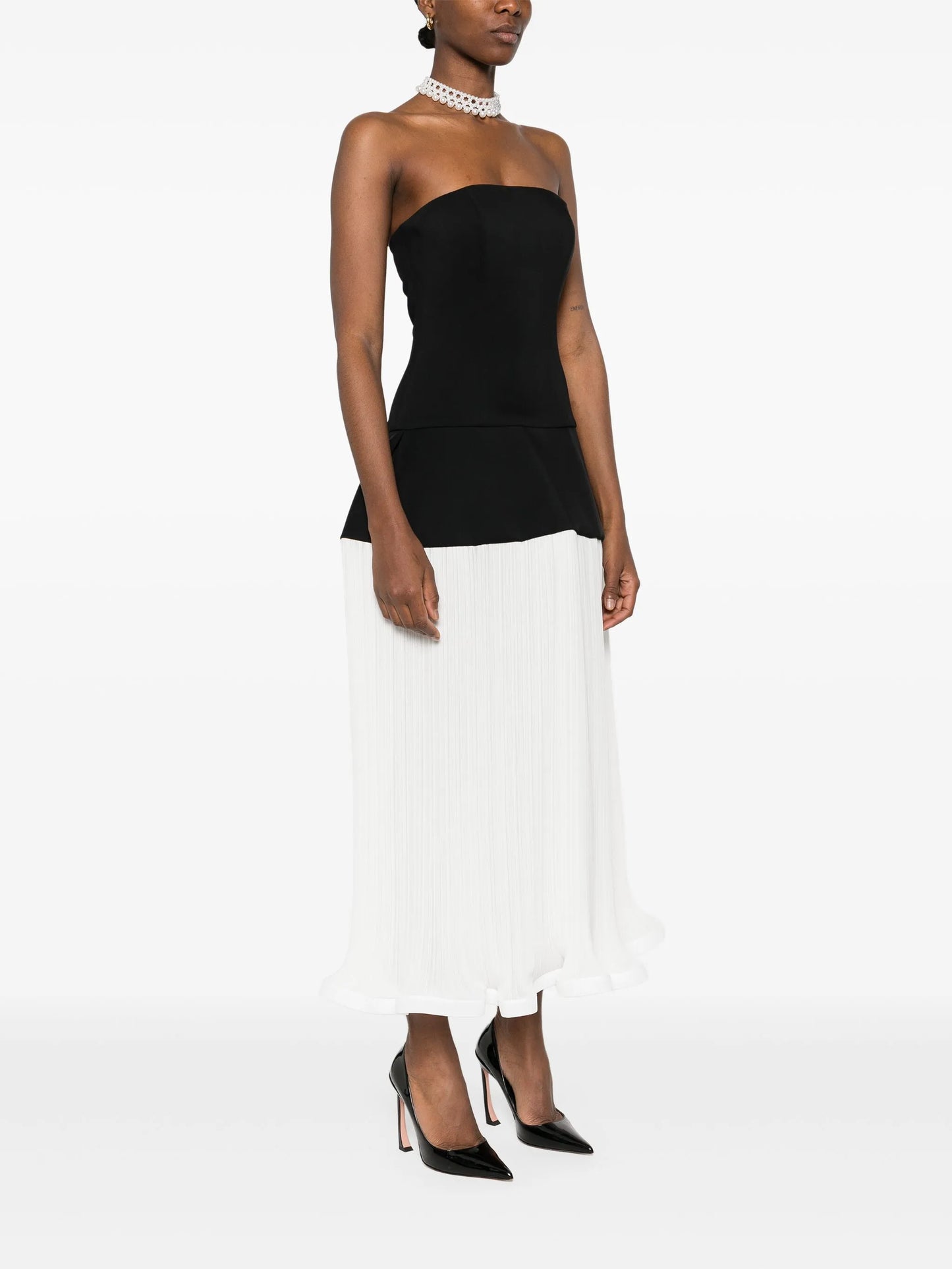 pleated maxi dress