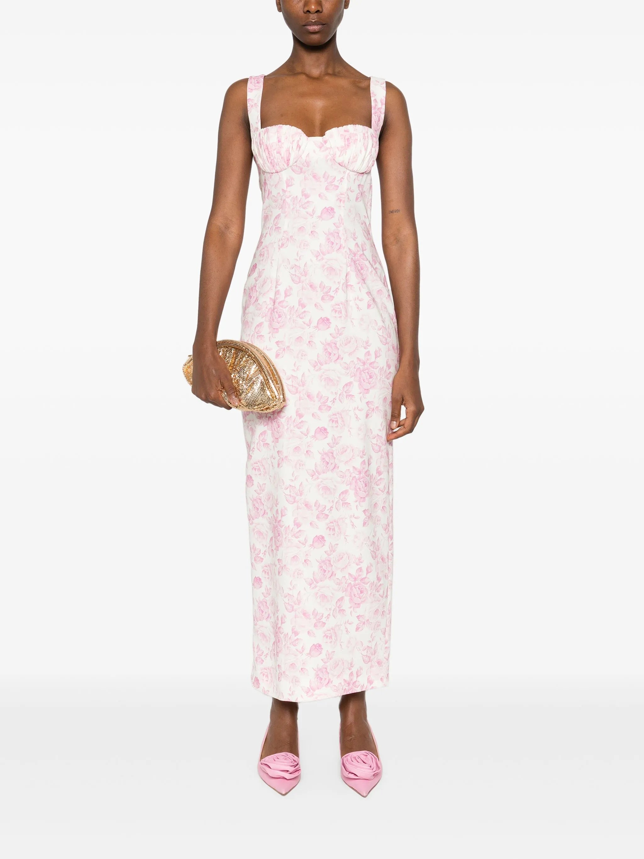rose-print maxi dress