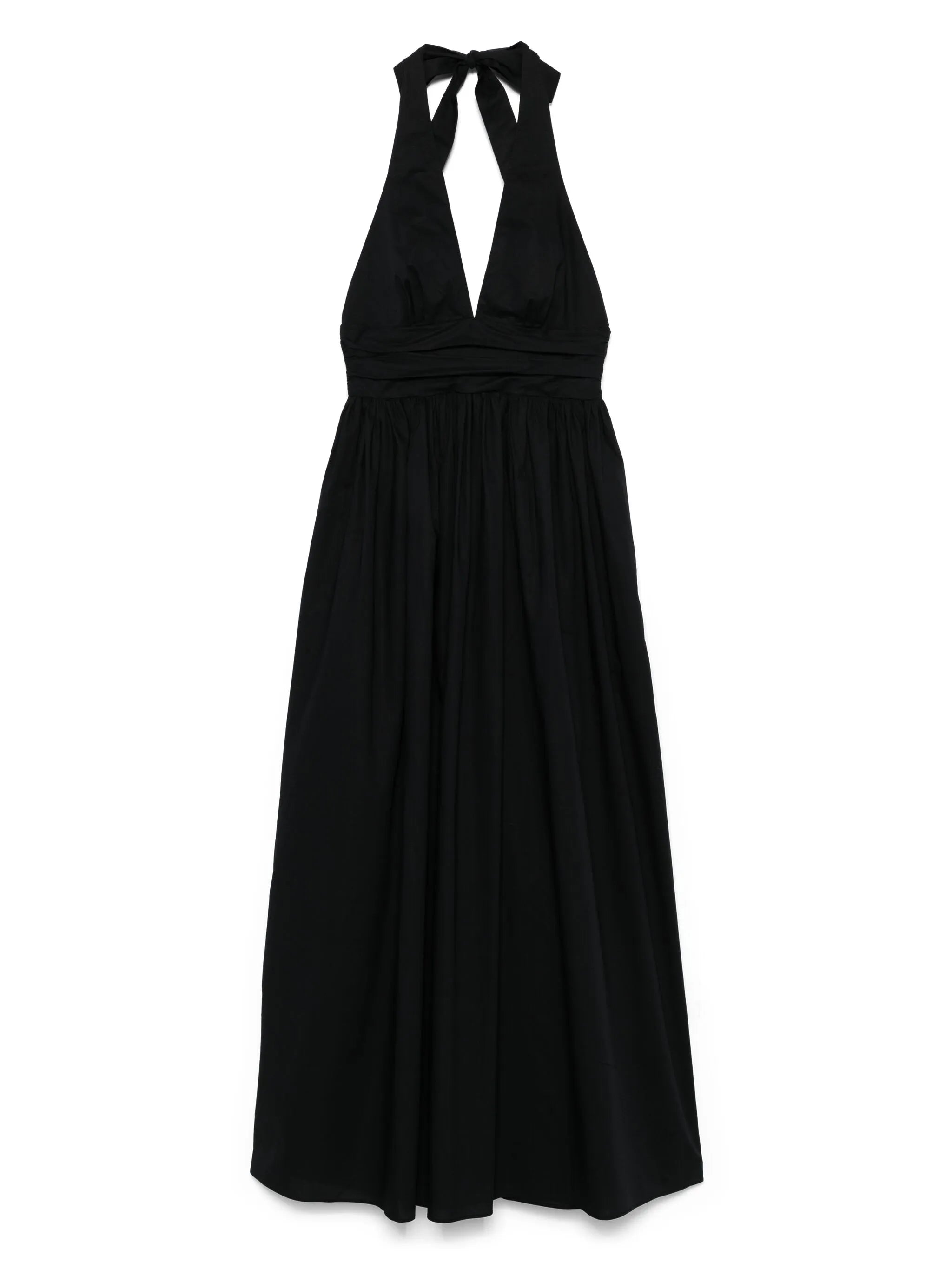 plunge halterneck midi dress