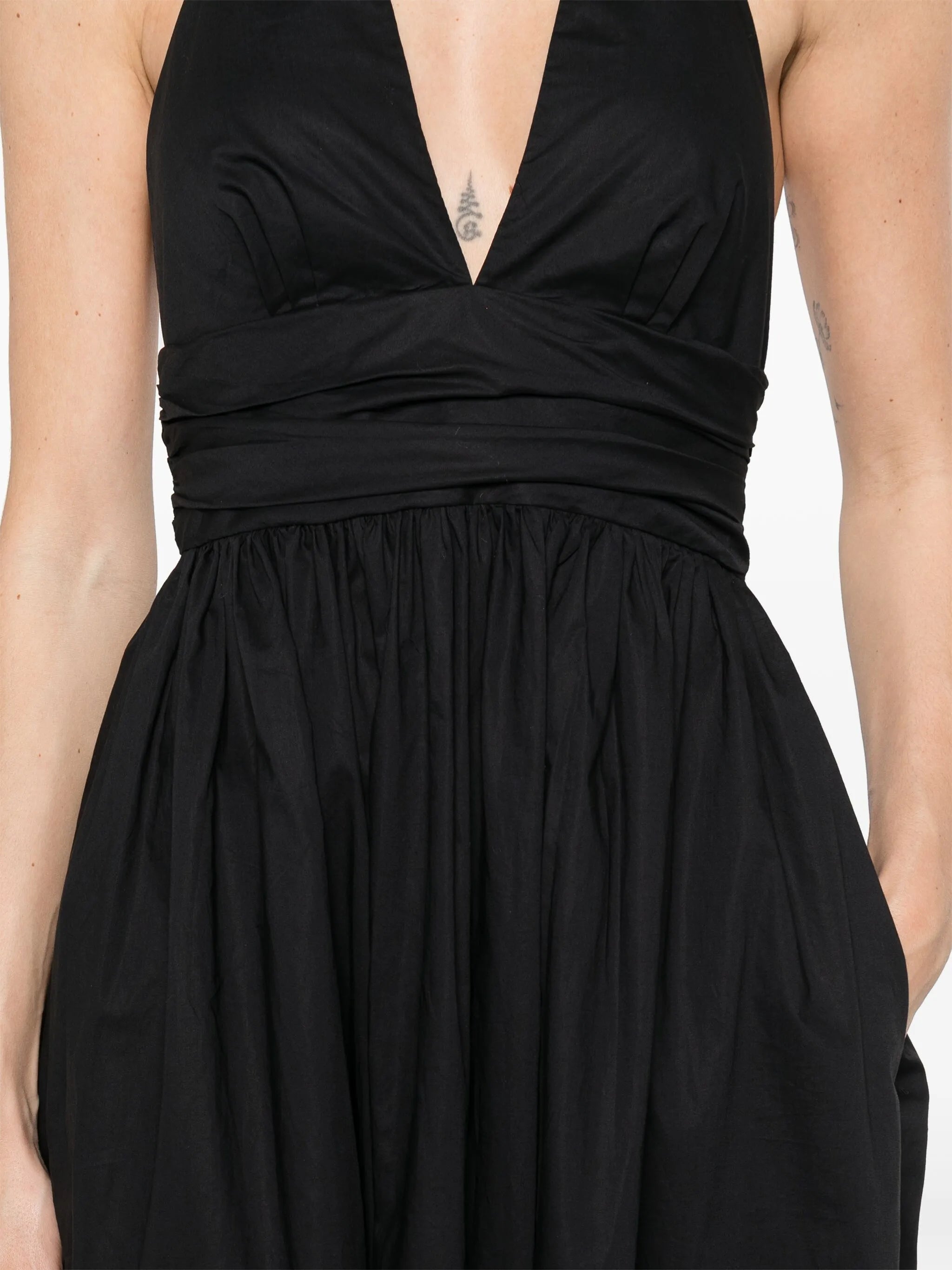 plunge halterneck midi dress
