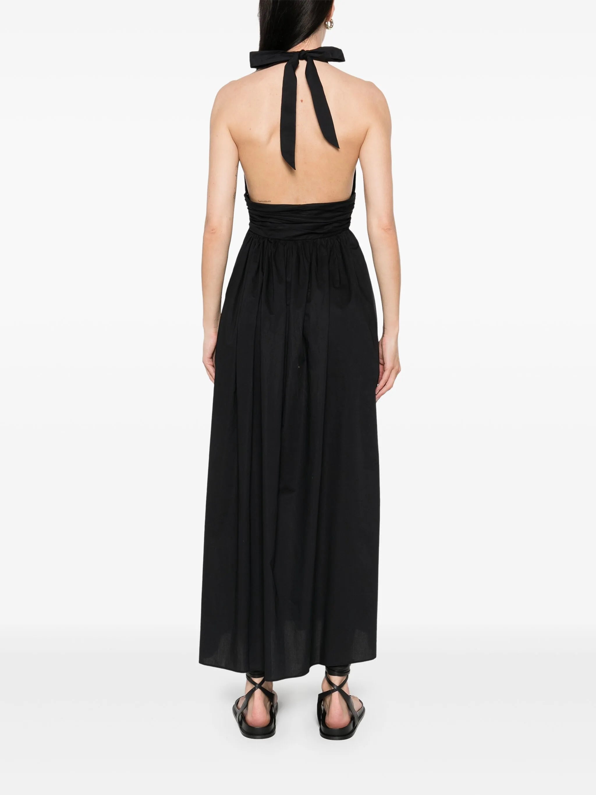 plunge halterneck midi dress
