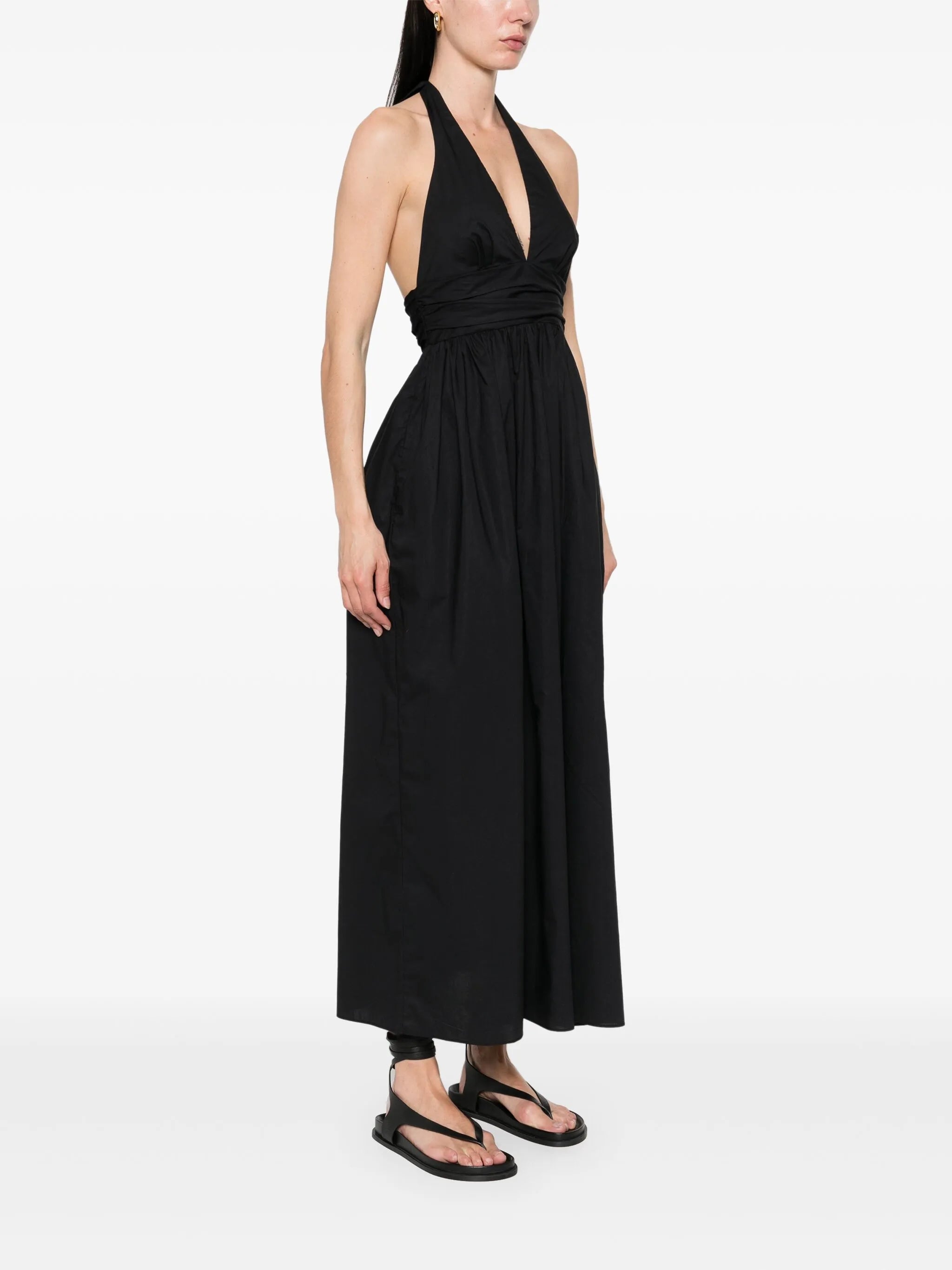 plunge halterneck midi dress